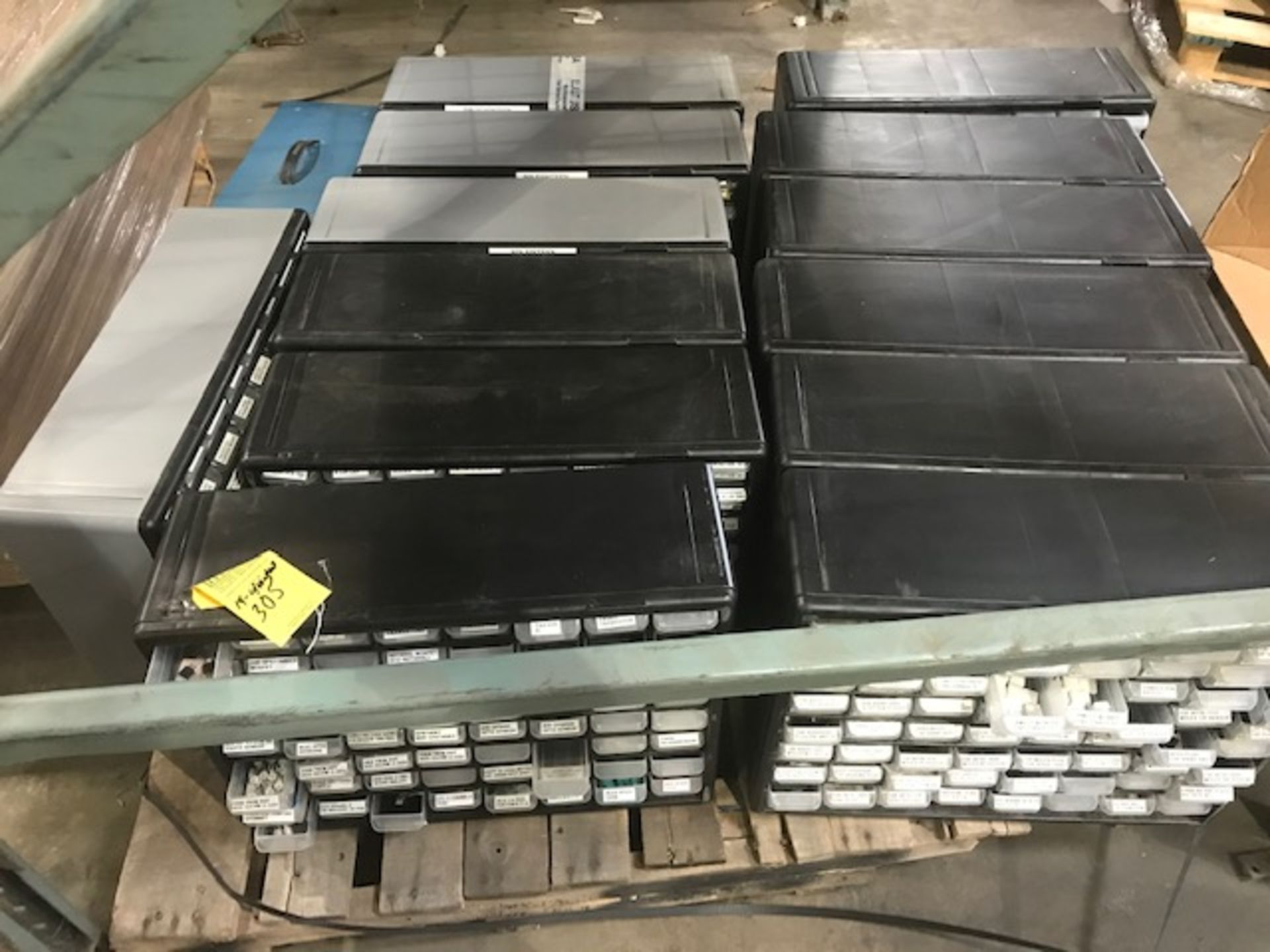 PARTS BINS WITH CONTENTS - ELECTRONIC PARTS