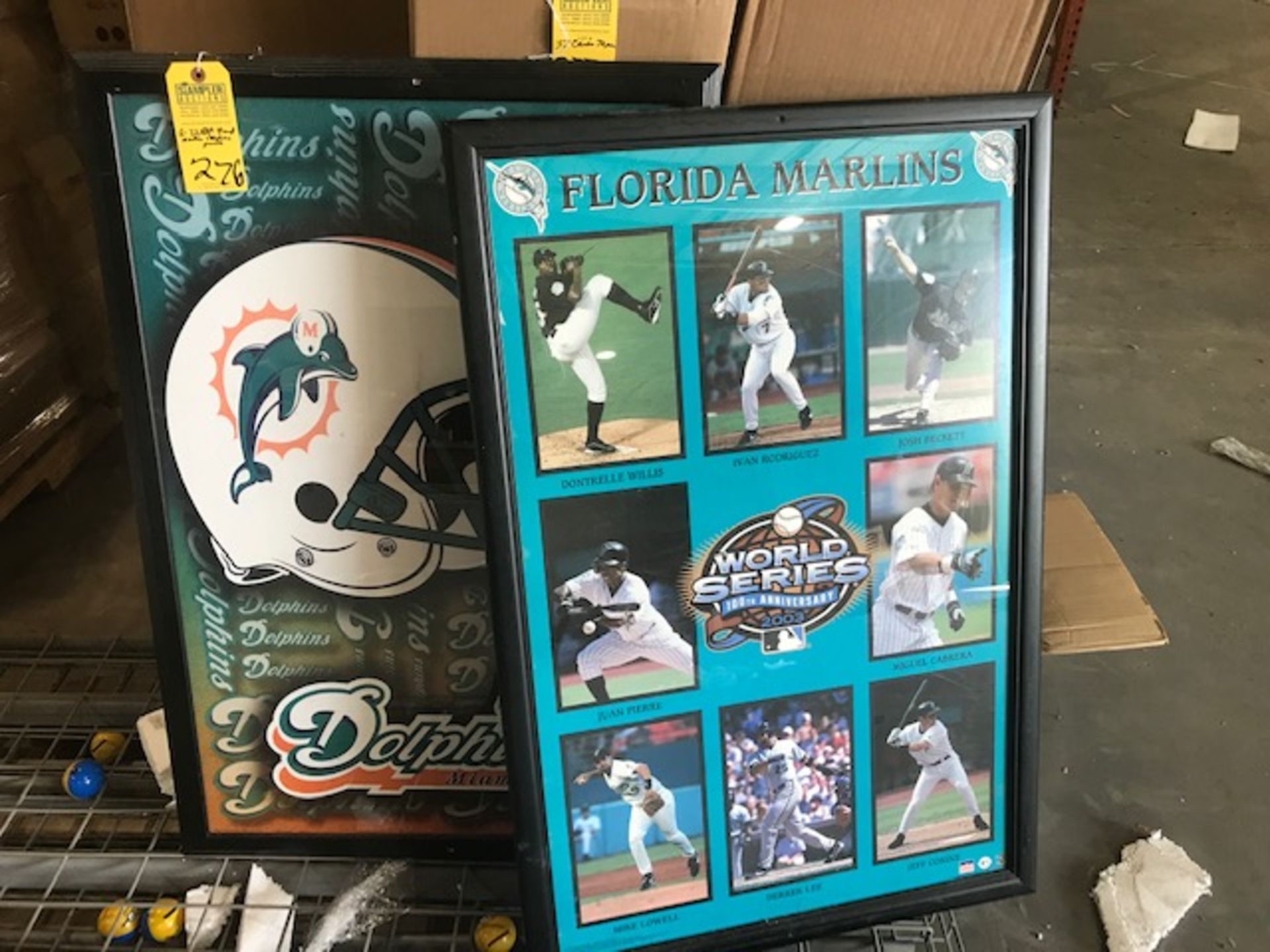 FRAMED POSTERS - MIAMI DOLPHINS / 2003 MARLINS (22''x34'')