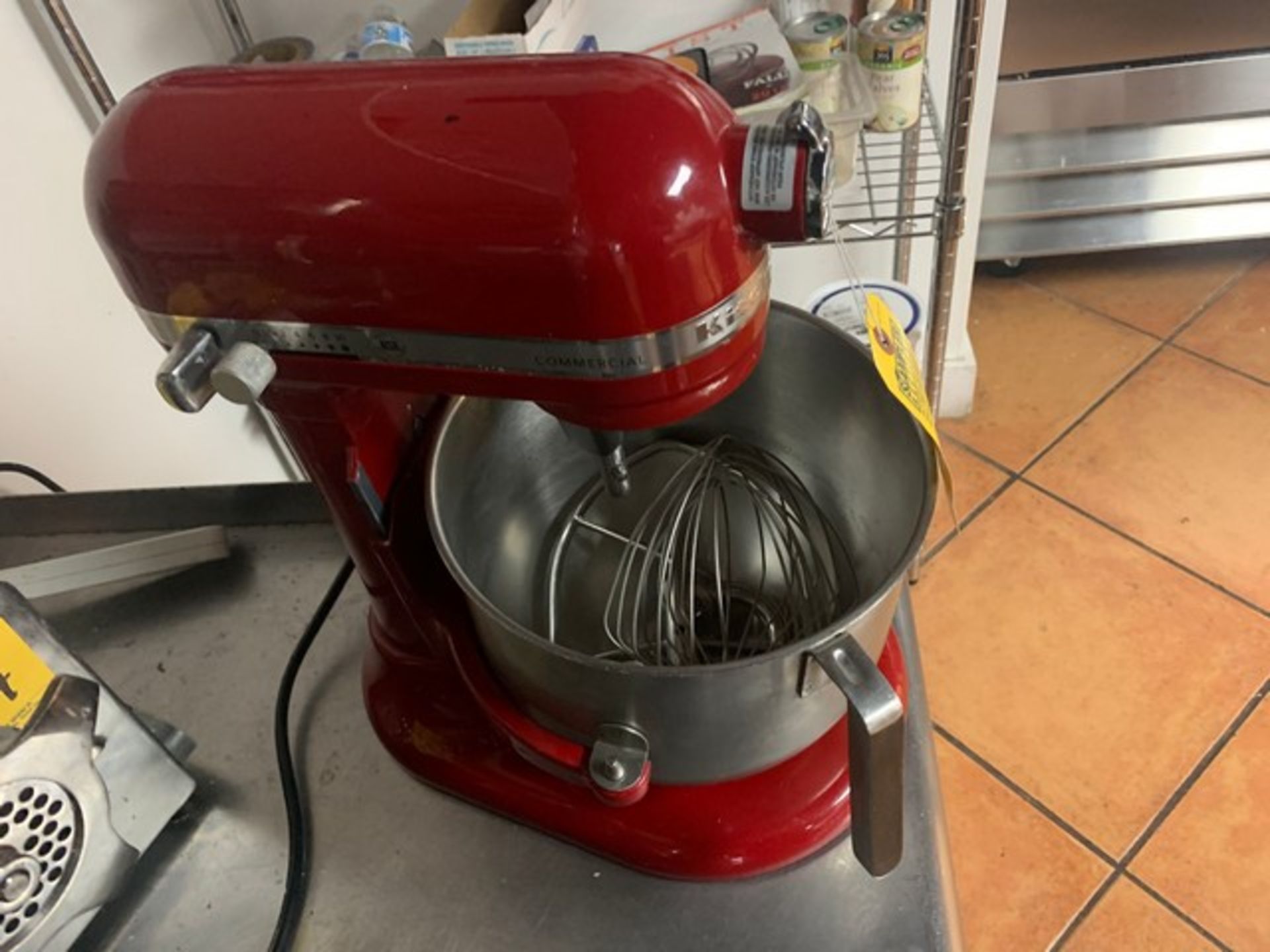 RED KITCHENAID 8 QUART MIXER WITH PADDLE, HOOK & WHIP - Image 2 of 2