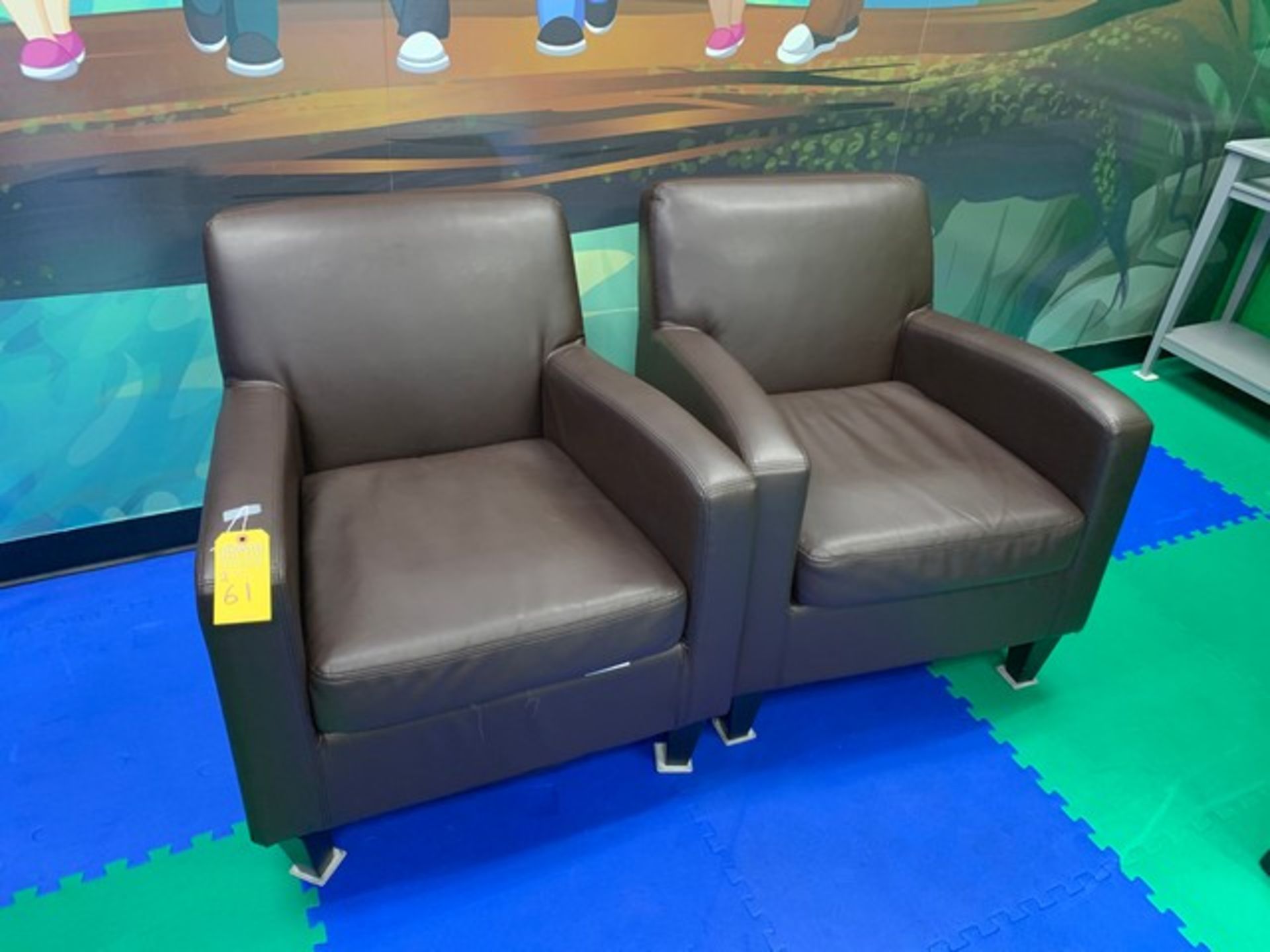 BROWN LEATHER ARM CHAIRS - Image 2 of 2