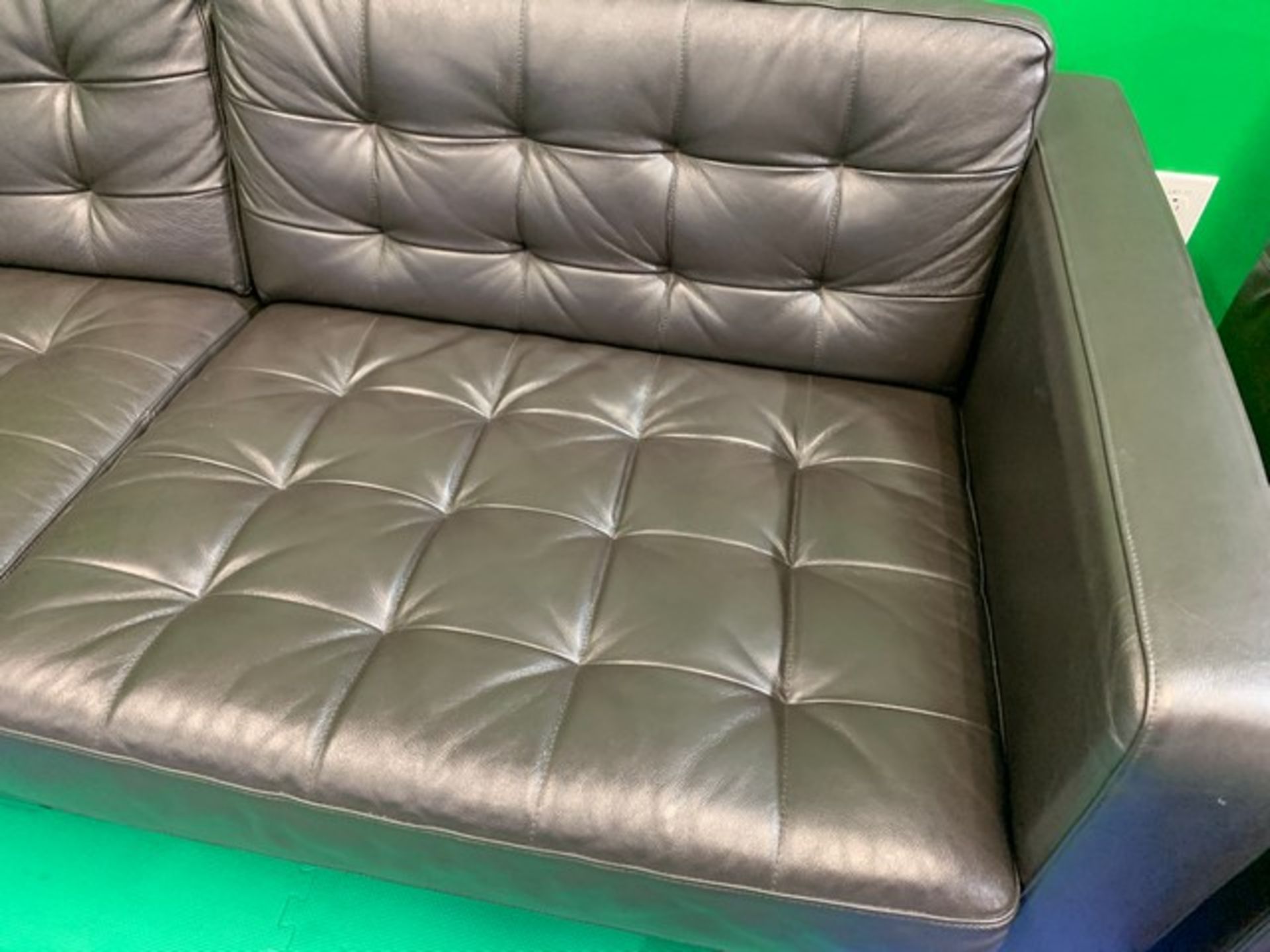 BLACK LEATHER SOFA - 81''Wx35''D - Image 2 of 2