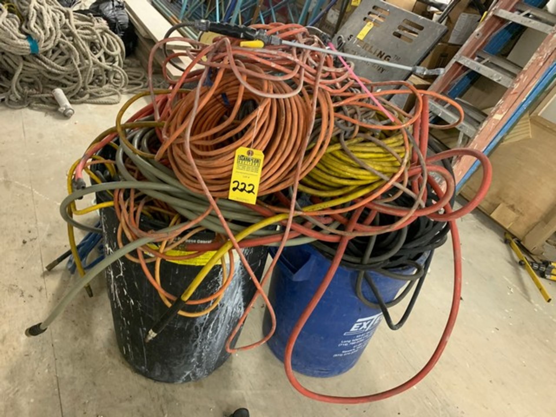 LOT ASSORTED CORDS, CABLE, HOSES, ETC (ON LOFT)