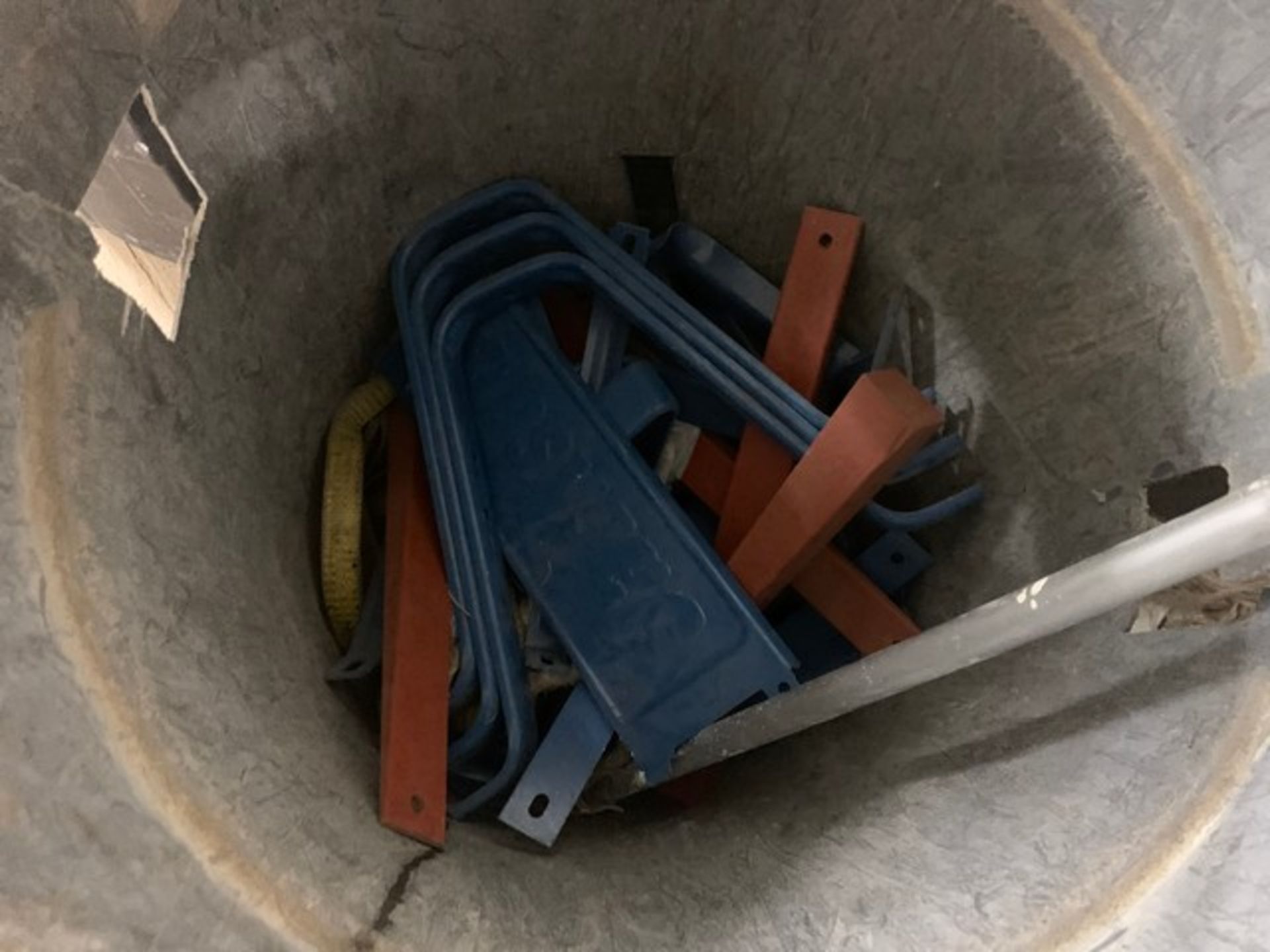 LOT TRASH BINS, MATERIALS, 3- DISASSEMBLE WHEEL BARRELS, FLOORING, FANS, ETC (IN CORNER) (ON LOFT) - Image 2 of 6