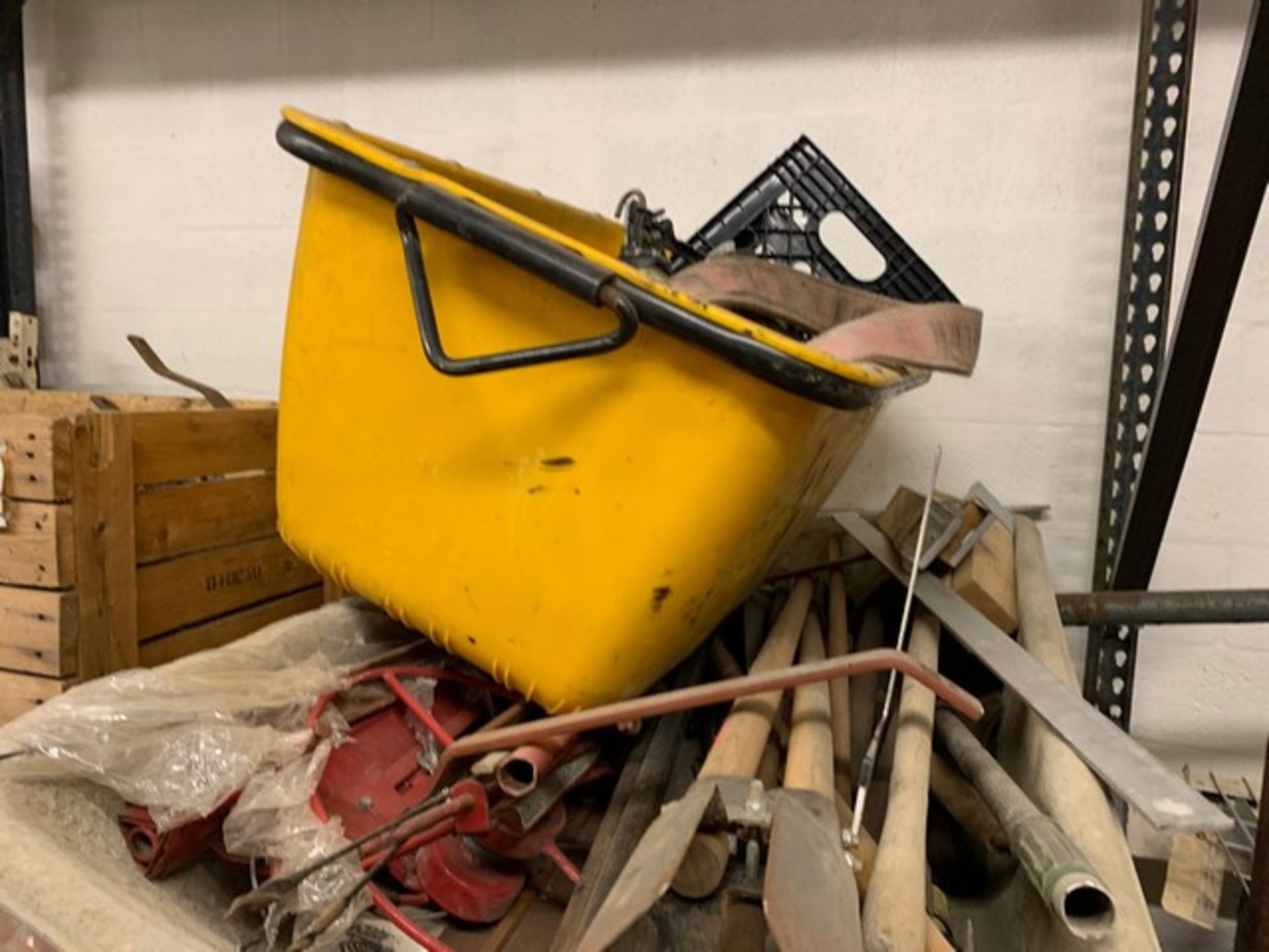 LOT HAND TOOLS, CEMENT MIXING TUBS, SAWS, POST HOLE DIGGERS, CAULKING GUN, ETC - Image 3 of 3