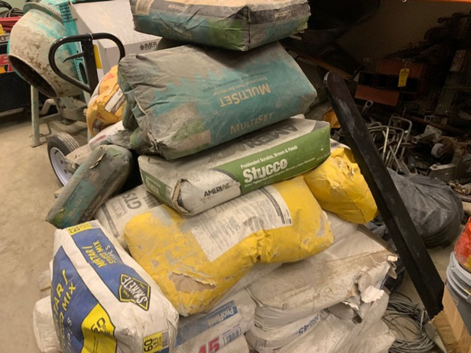 ASSORTED BUCKETS & BAGS OF STUCCO, ADHESIVE, ETC - Image 4 of 4