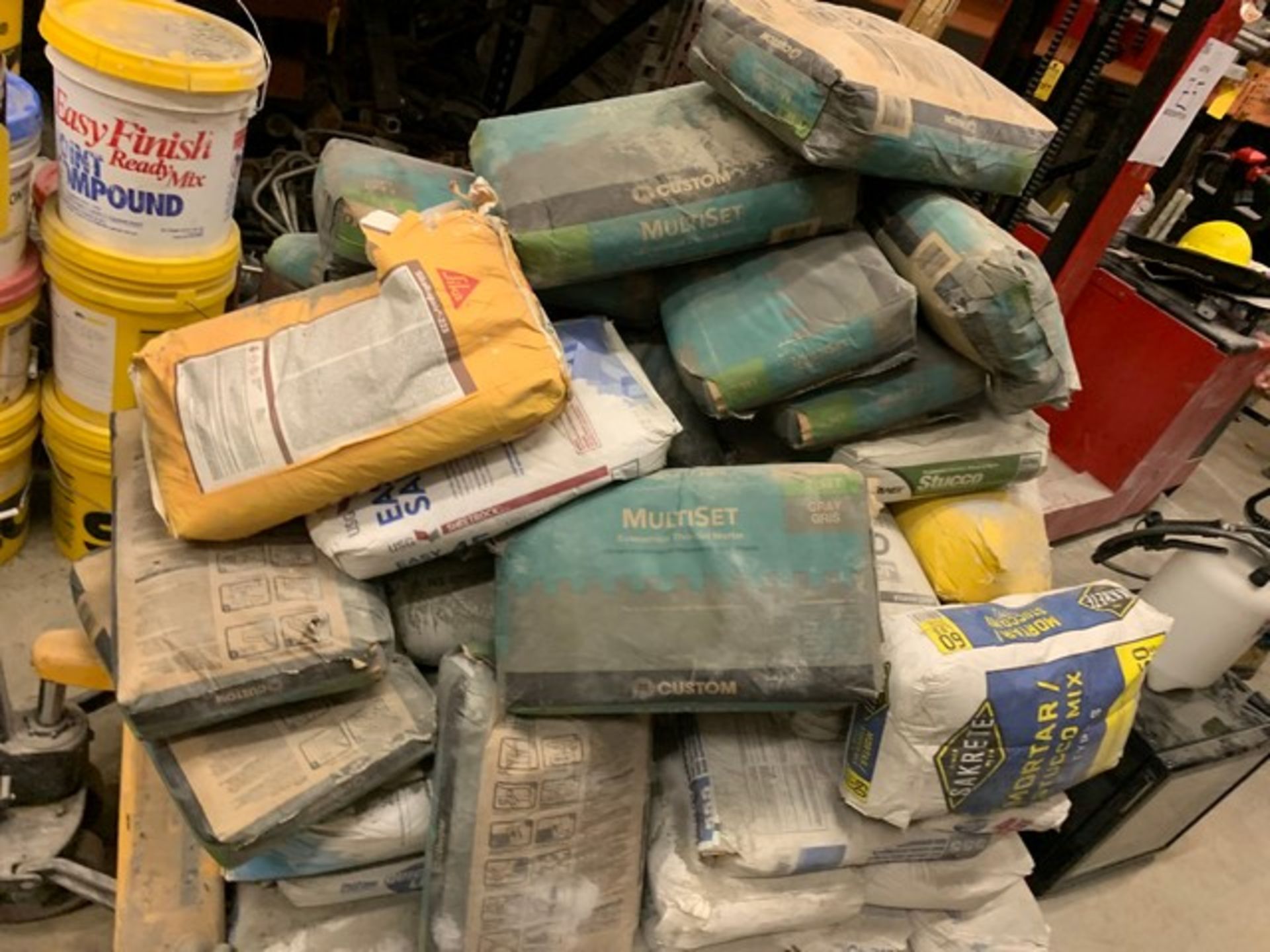 ASSORTED BUCKETS & BAGS OF STUCCO, ADHESIVE, ETC - Image 2 of 4