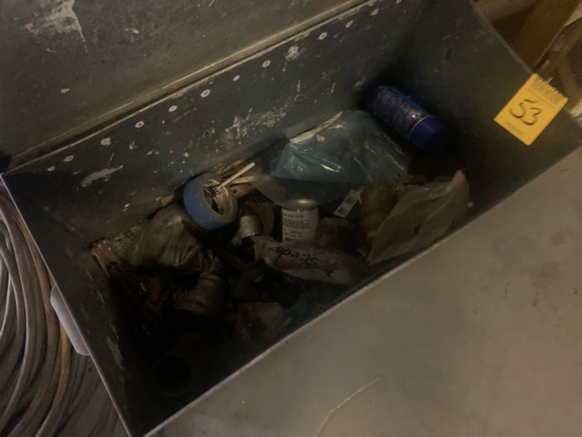 METAL BOX WITH ASSORTED HAND TOOLS, CAR PUNCHES, SCRAPERS, ETC - Image 2 of 3