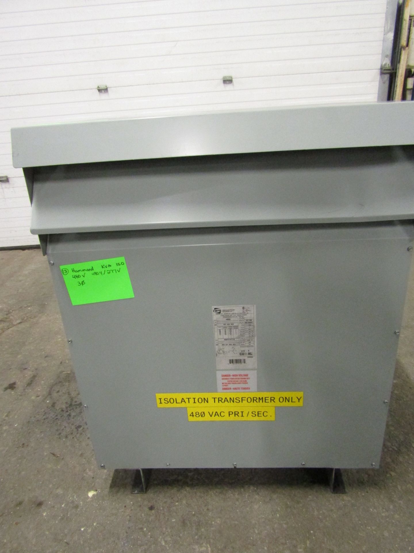 Hammond 150 KVA Electrical Transformer - 480V to 480Y / 277V 3 phase