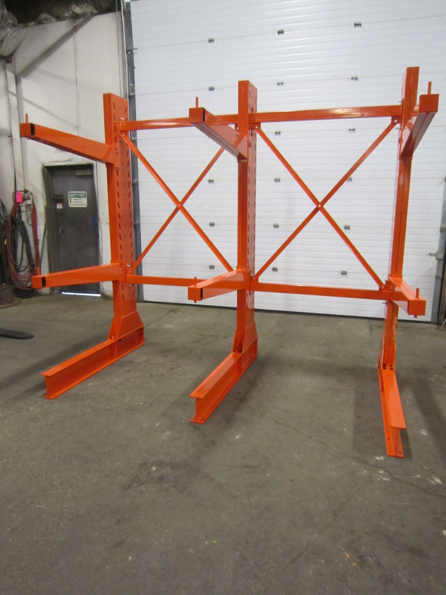 Lot of Heavy Duty Cantilever Racking - 3 full sections complete with SIX 4' arms - 100" tall units