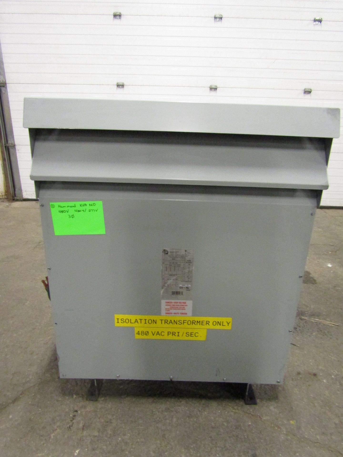 Hammond 150 KVA Electrical Transformer - 480V to 480Y / 277V 3 phase