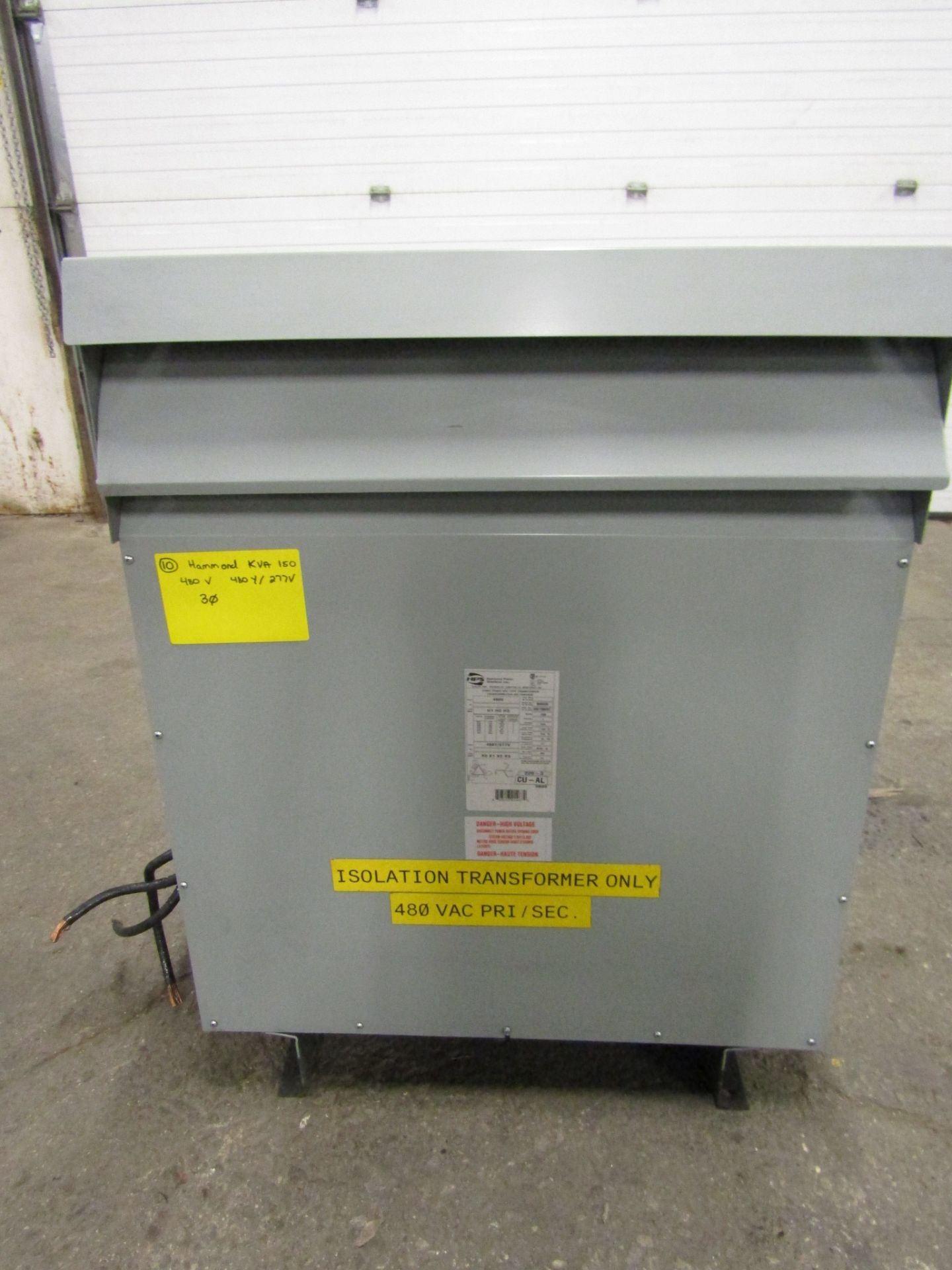 Hammond 150 KVA Electrical Transformer - 480V to 480Y / 277V 3 phase