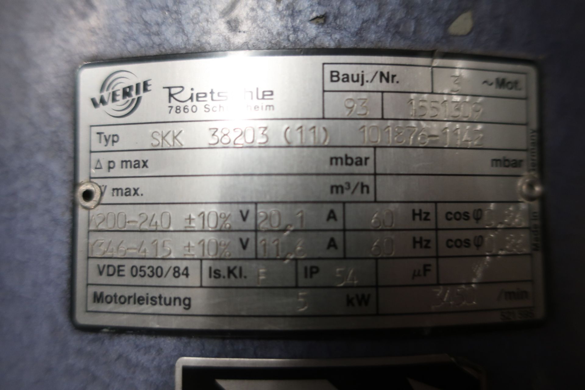 Rietschle Blower Unit 5 kW - Image 3 of 3