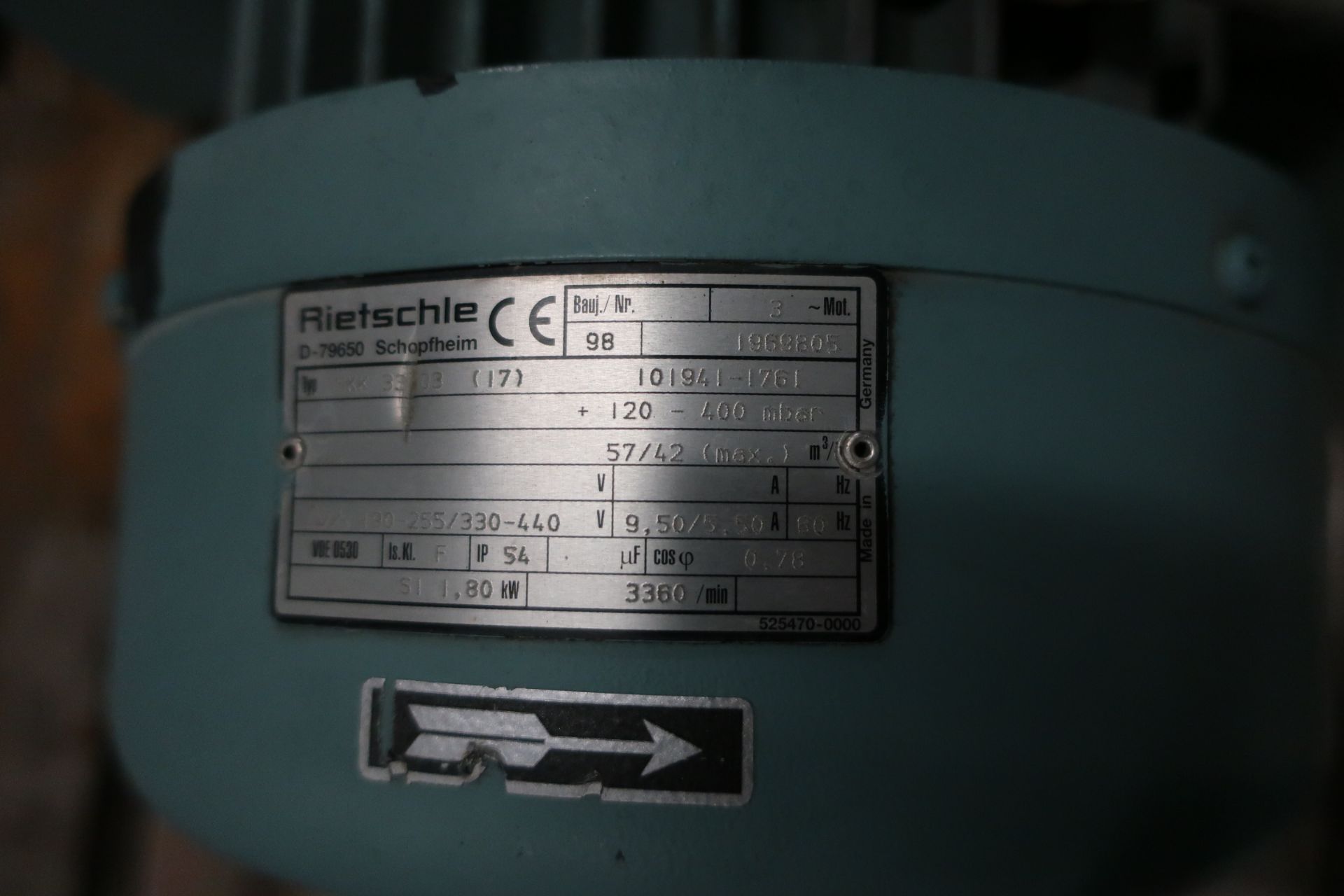 Rietschle Blower Unit 1.8 kW 3360/min - Image 2 of 2