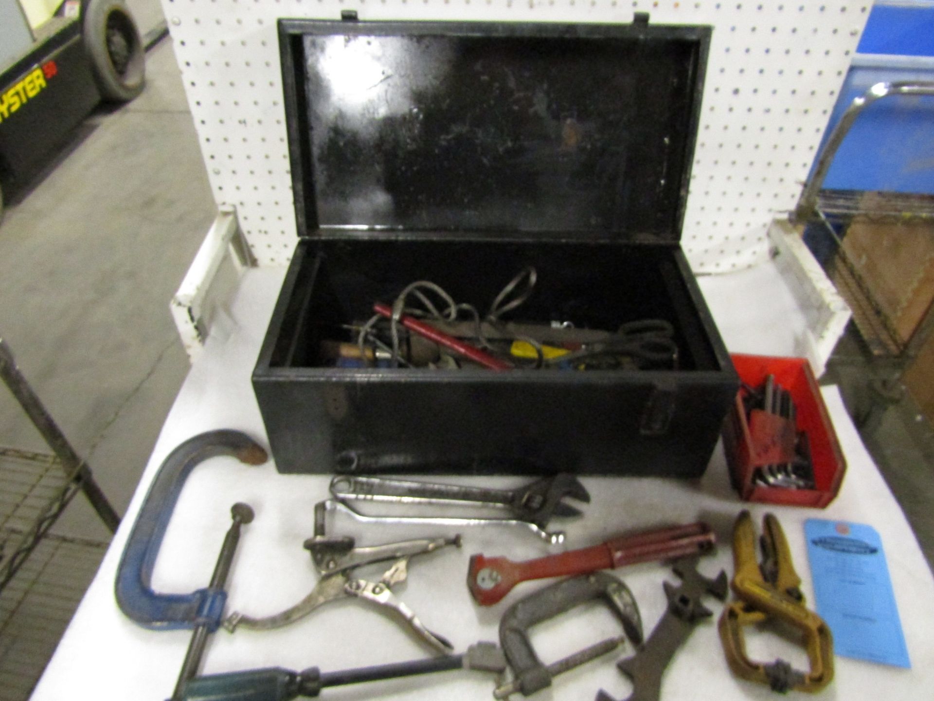 Tool Box with assorted clamps and wrenches