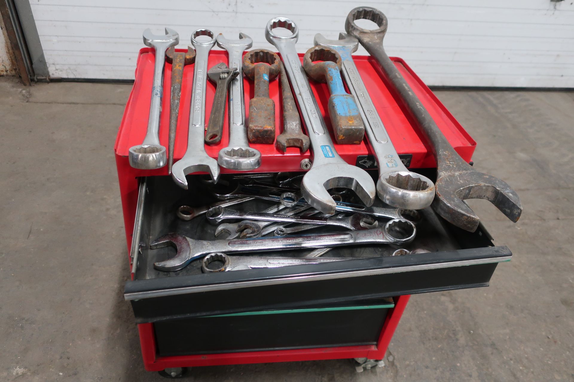 Tool cabinet with Heavy Duty Wrenches and hand tools - on wheels portable - Image 2 of 4
