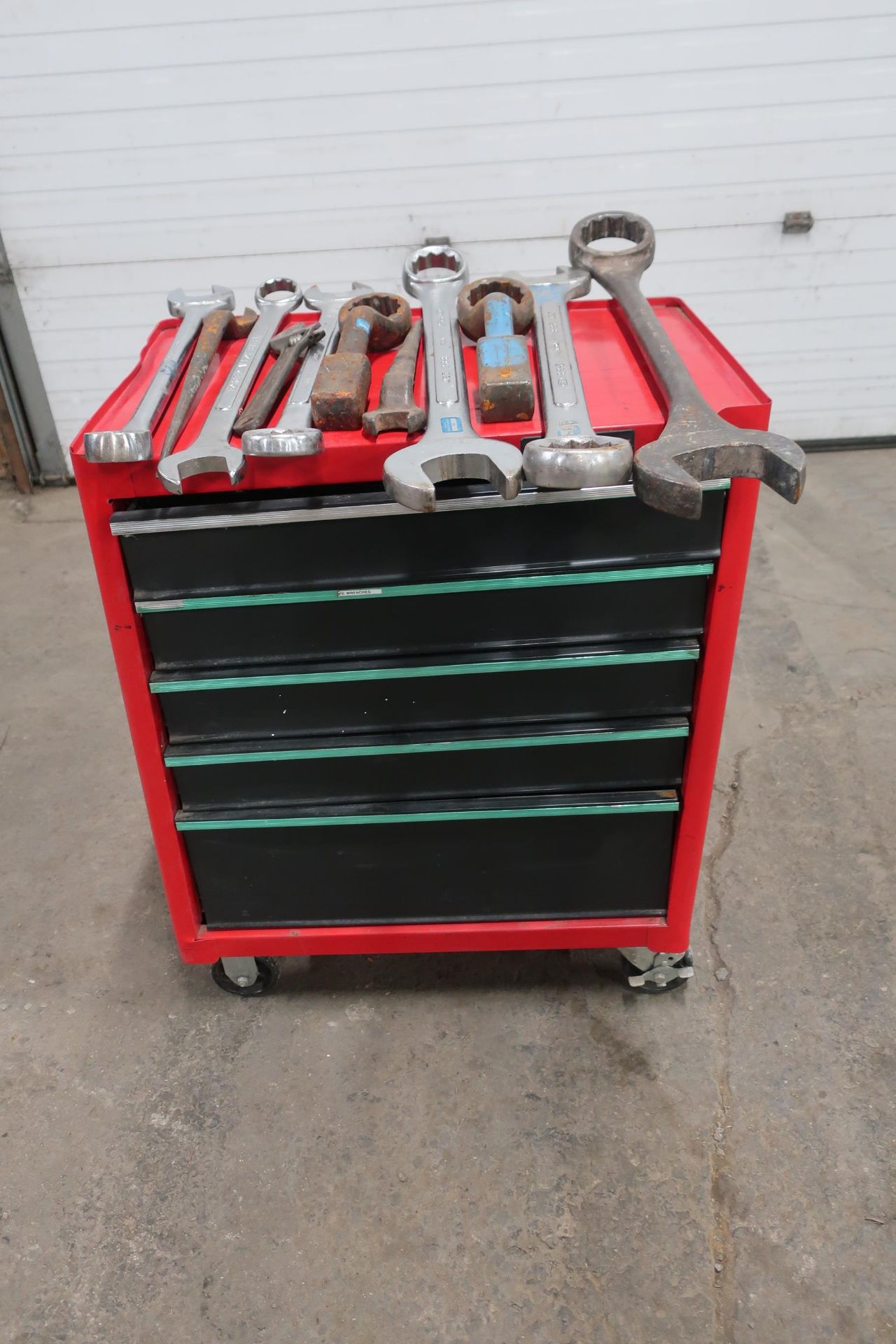 Tool cabinet with Heavy Duty Wrenches and hand tools - on wheels portable