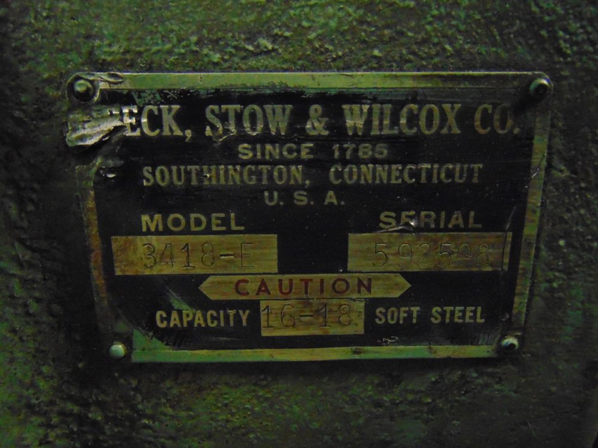 Peck Stow & Wilcox mod. 3418, Cap 16-18GA Power Rolls; S/N 592508 (No Dies) - Image 2 of 2