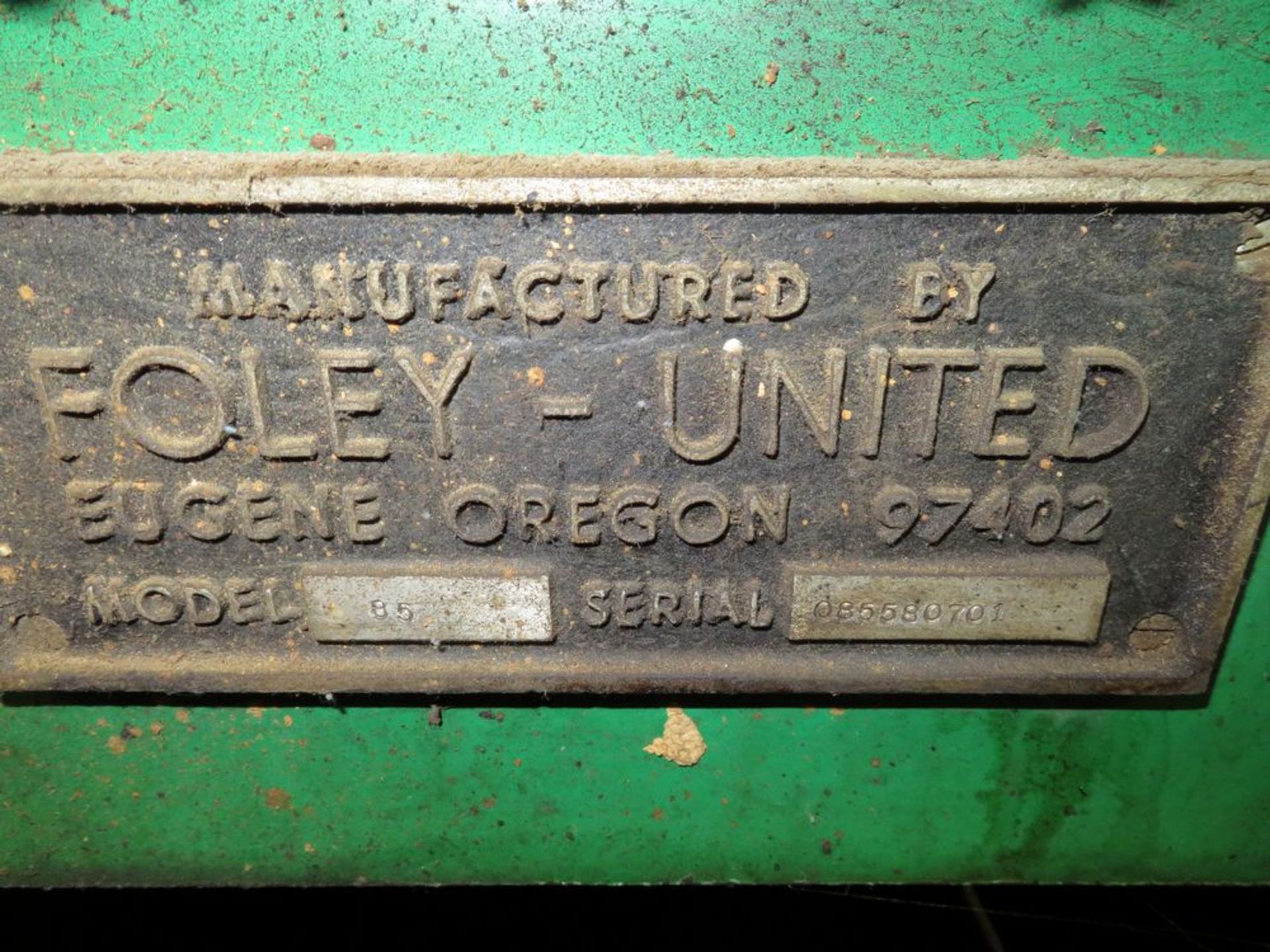 Foley United Tool mod. 85, Head Grinder S/N 085586701 - Image 3 of 3