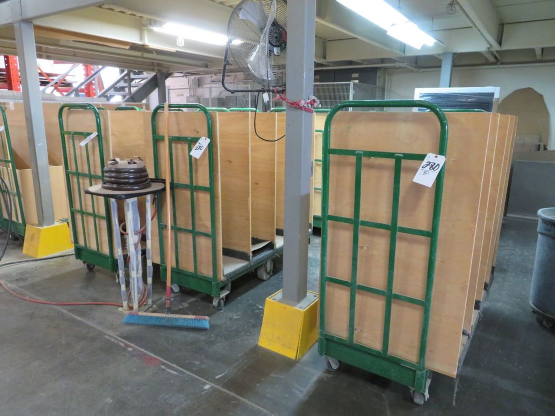 Green Material Handling Carts, 24"W x 5'L x 62"T