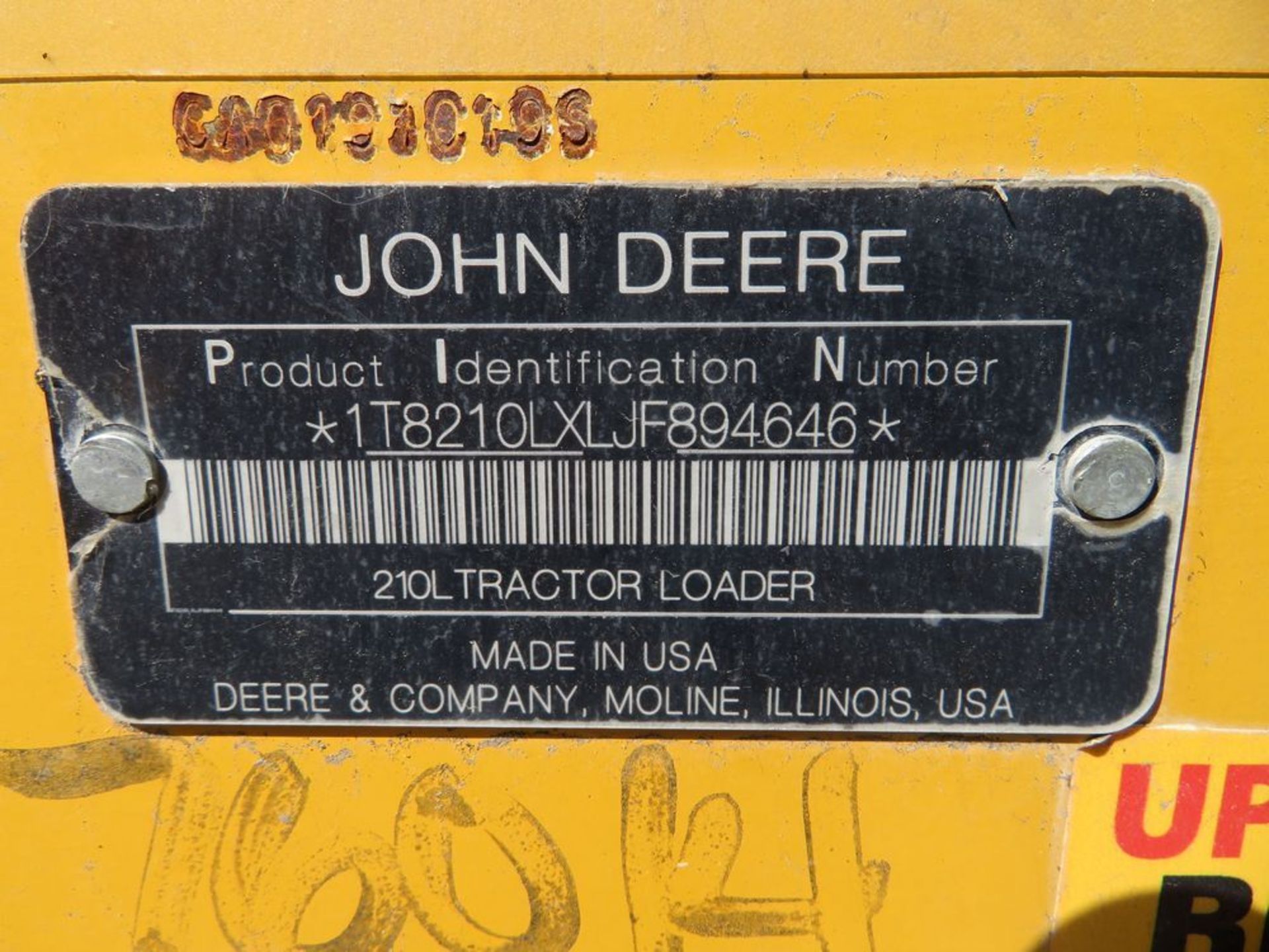 (2017) John Deere mod. 210L, Tractor Skip Loader, Net Power 69KW (93hp), Operating Weight 11, - Image 8 of 8