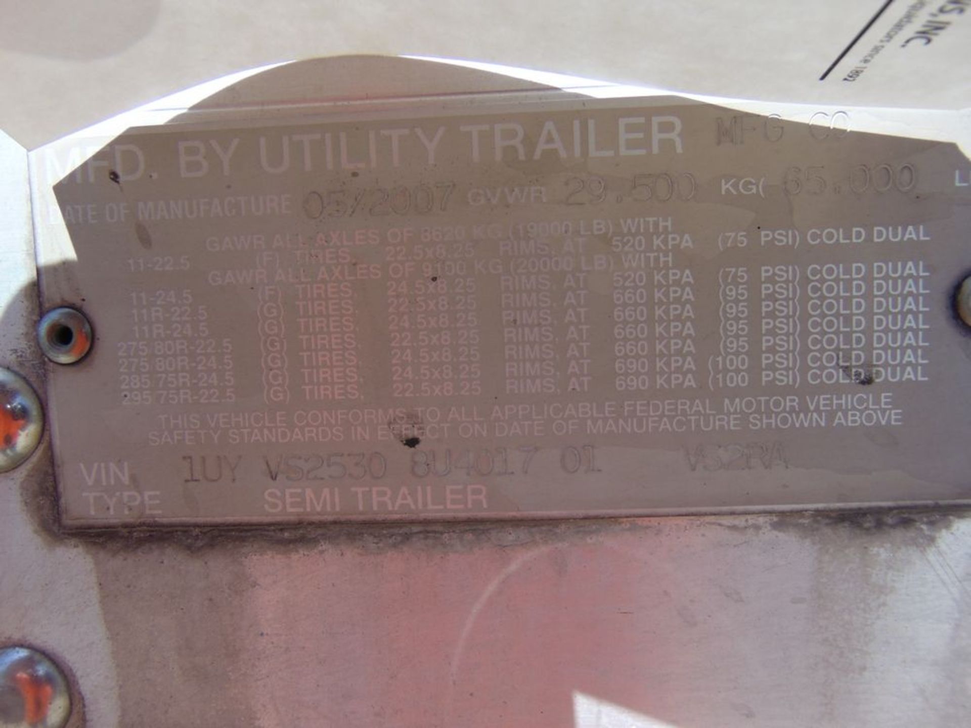 (2007) Utility 53' Trailer w/ Carrier Phoenix - Image 7 of 7