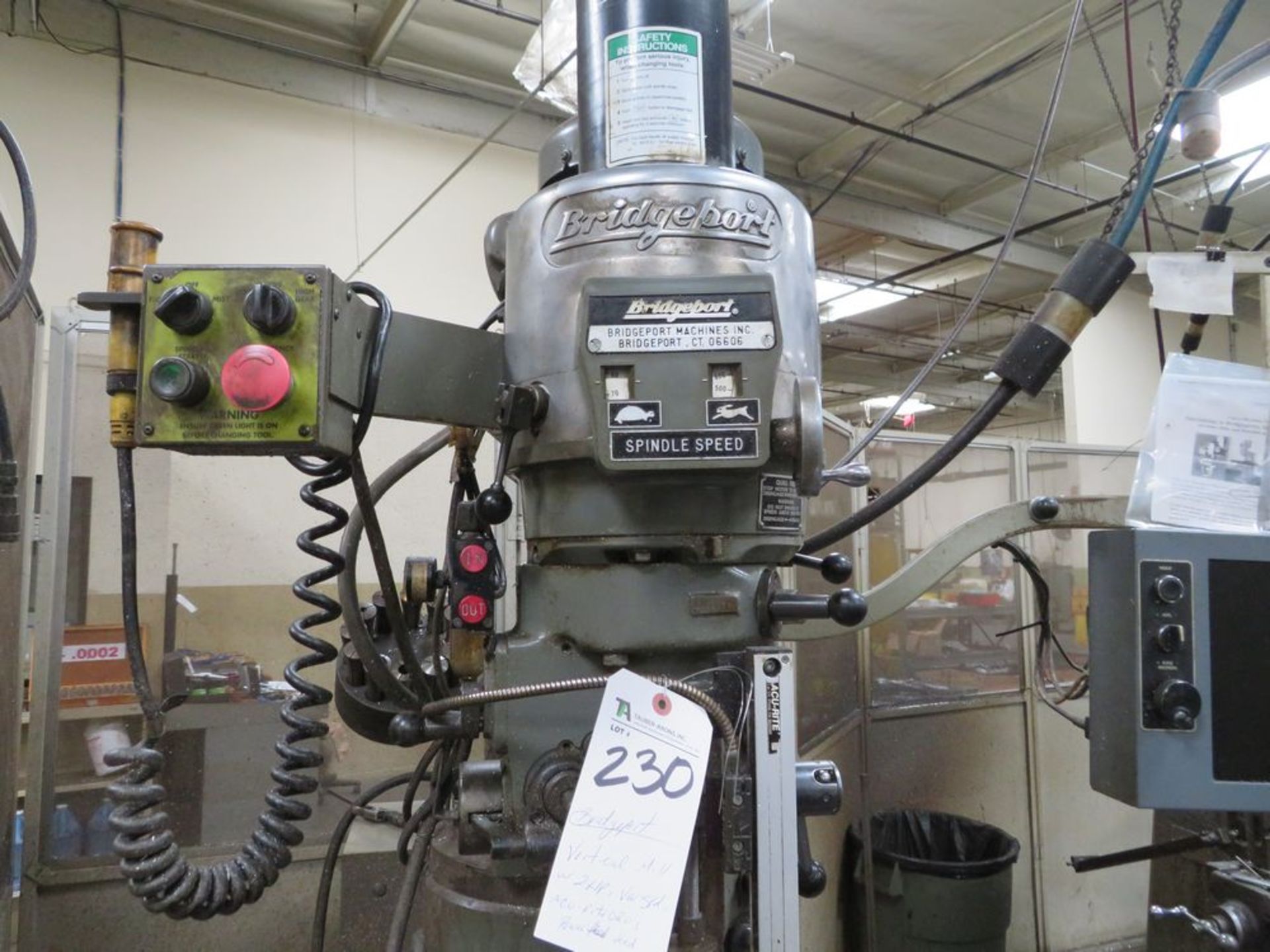 (Lot) Bridgeport Vertical Mill w/ 2hp Var. Spd. Acu-Rite DROs, Power Feed - Image 2 of 4