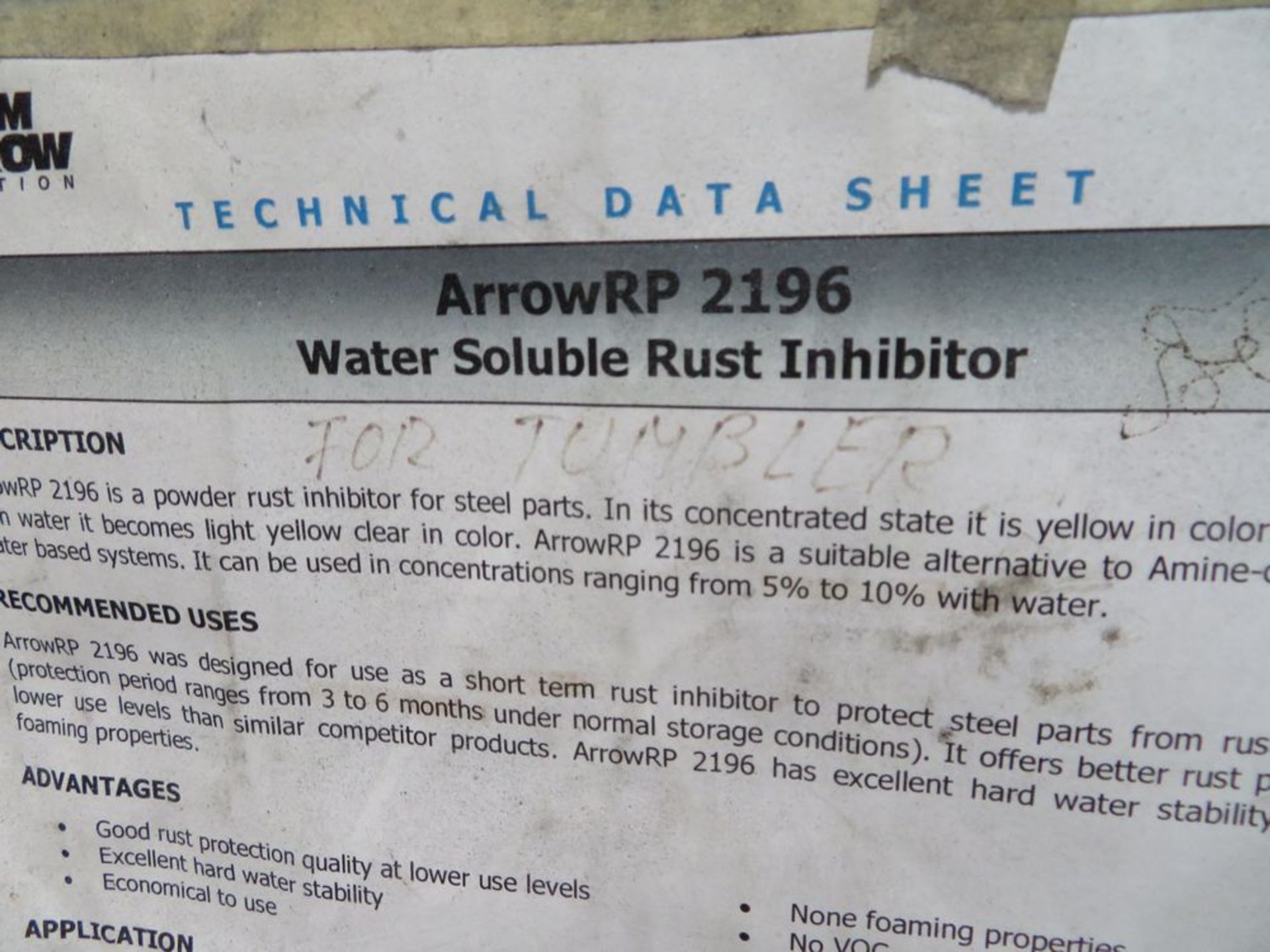 (Lot) Arrow 2196 Water Soluble Rust Inhibitor (¼ Full) - Image 2 of 3