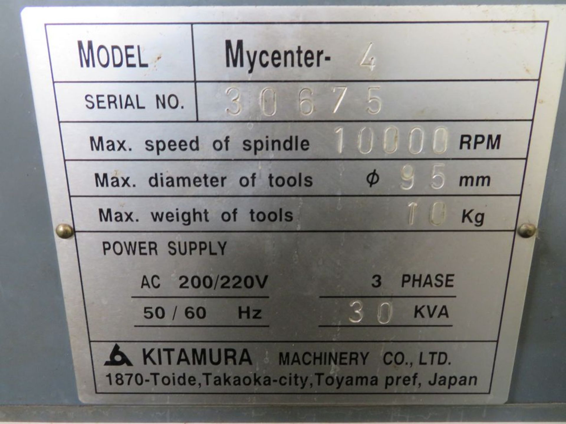 Kitamura My Center APC 4 Vertical CNC Machine Center w/ Fanuc Series 161-M CNC Controls, Shuttle - Image 8 of 8