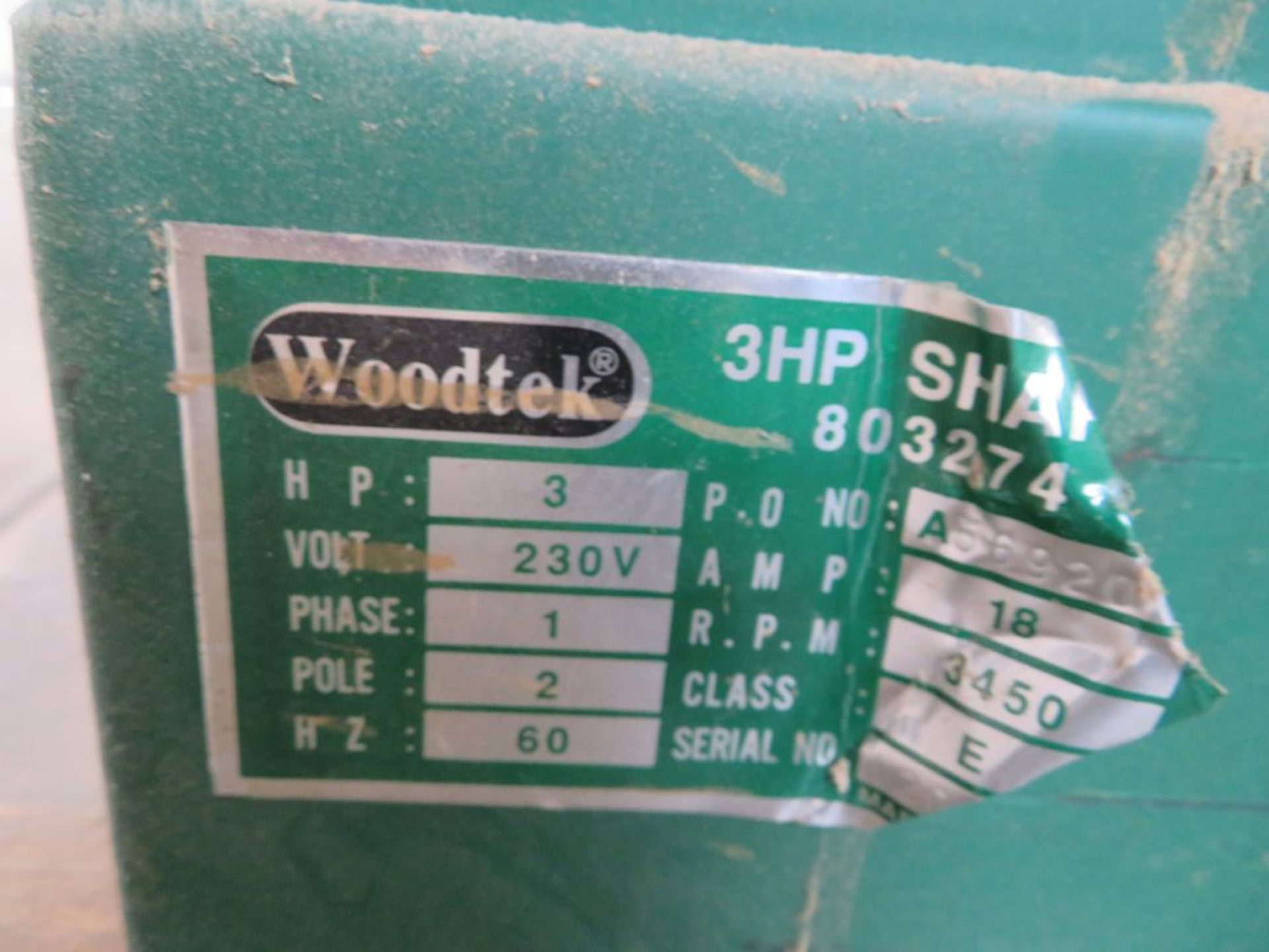 Woodtek mod. A49317, 3hp Single Spindle Shaper - Image 2 of 2