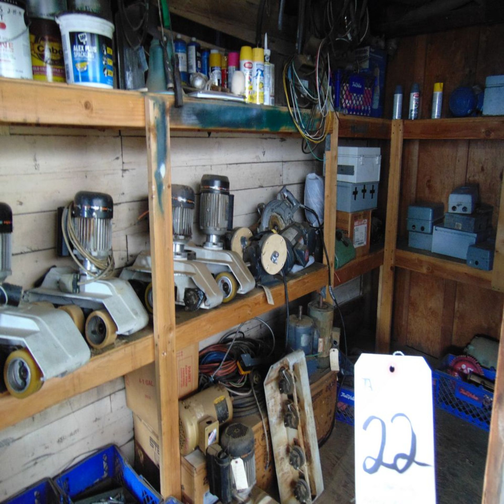 (Lot) Power Feed Unit, Motors, Electrical Boxes & Misc. in Room