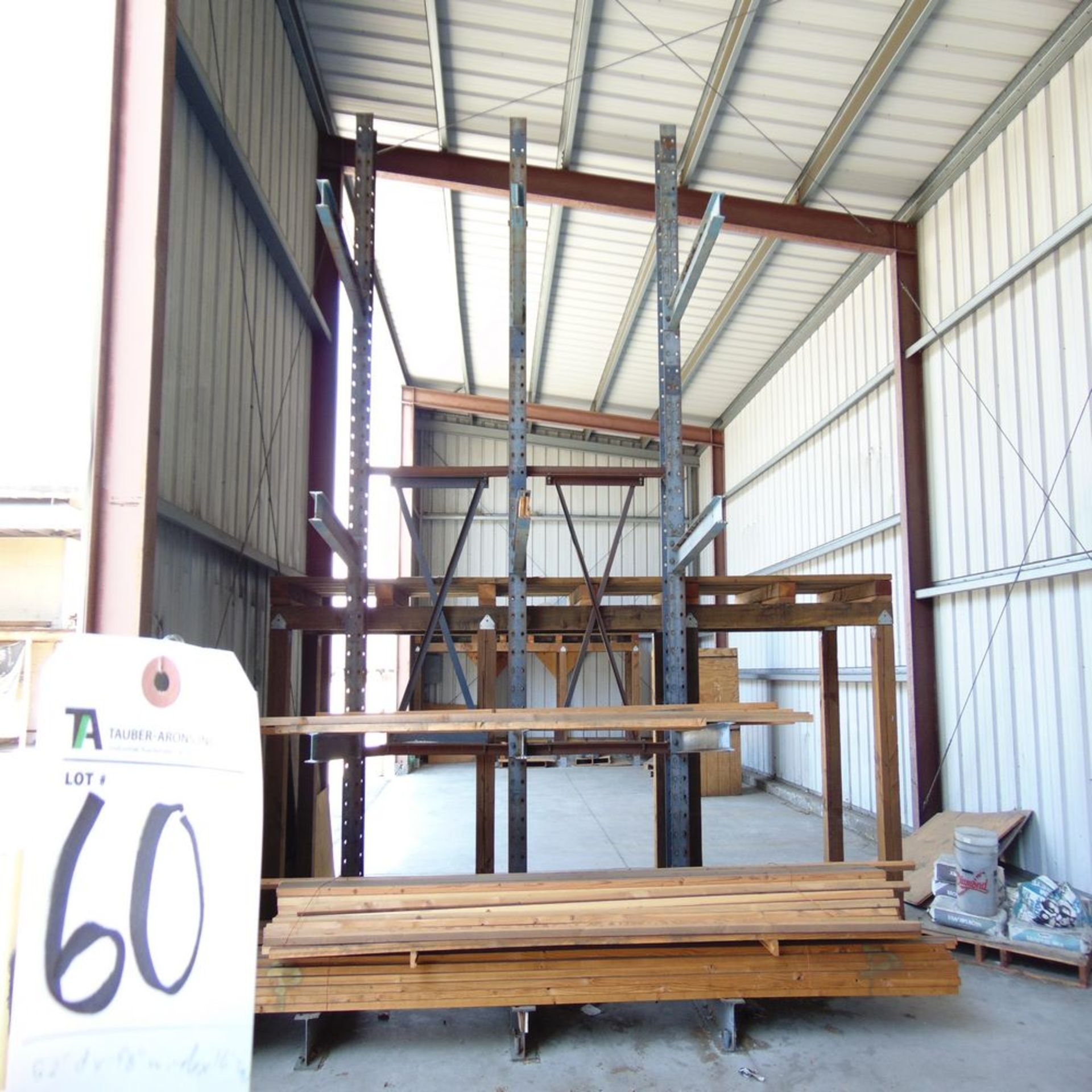 52''D x 98''W x 16'T, 9-Arm Single Sided Cantilever Rack (No Contents)