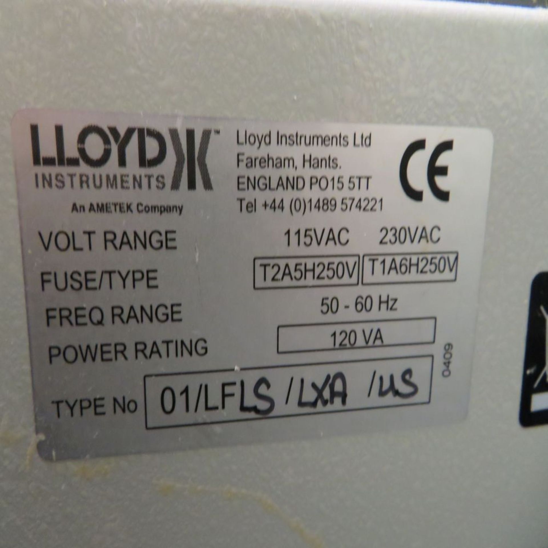 (Lot) Lloyd LF Plus Volt 115 Vac/230 V Universal Test Machine - Image 5 of 5