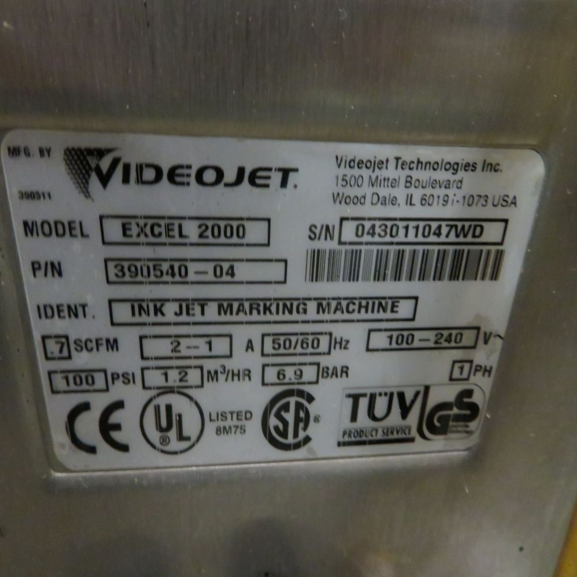 VideoJet mod. Excel2000 Ink Jet Coder - Image 2 of 2