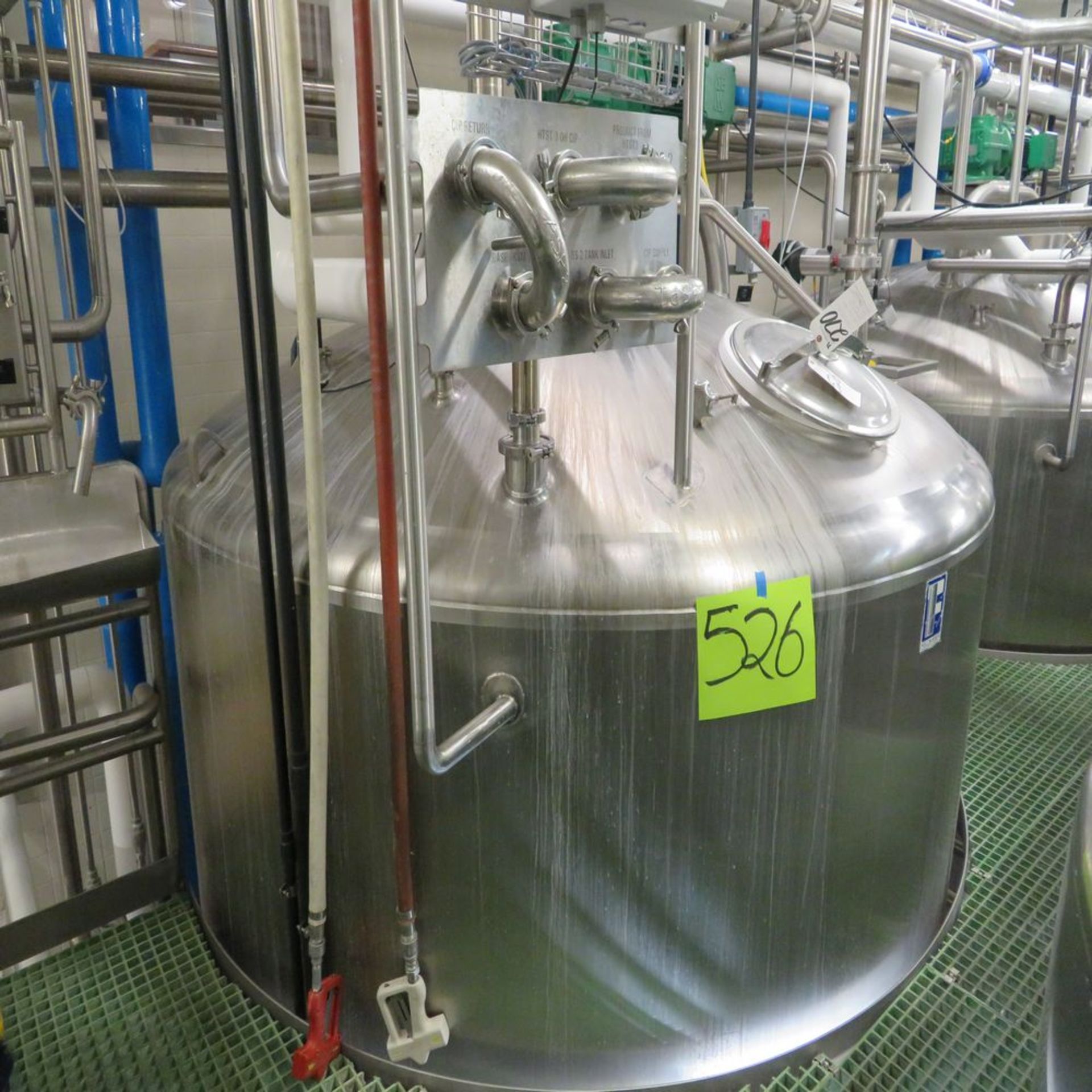 Feldmeier S.S. Jacketed Tank Approx. 3,900 Gal. Bottom Cone w/ SEW Drive Agitator Bottom Sweep