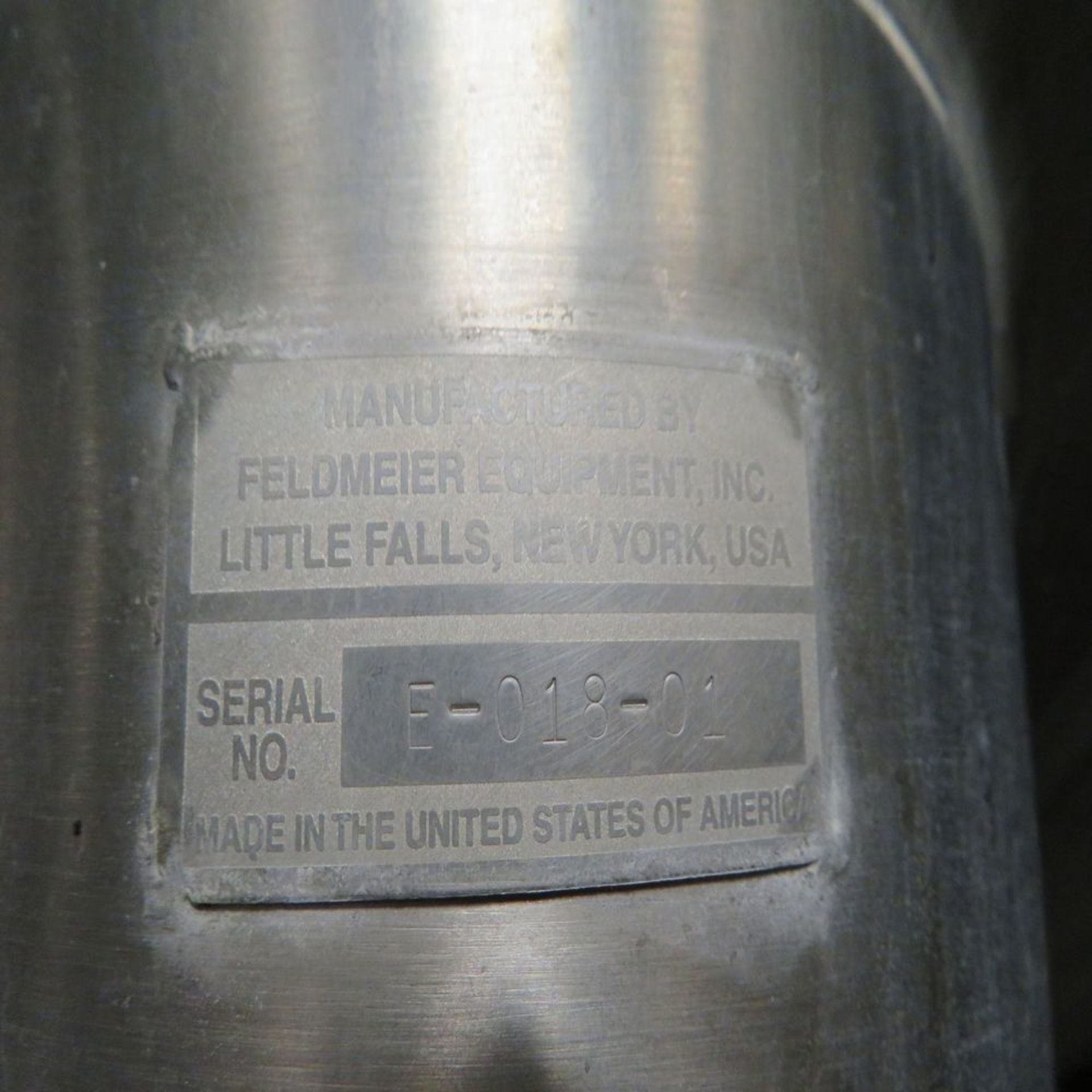 (2001) Feldmeier Approx. 3,000 Gal., 316 S.S. Insulated Storage Tank Cone Bottom Level Sensor; S/N - Image 5 of 5