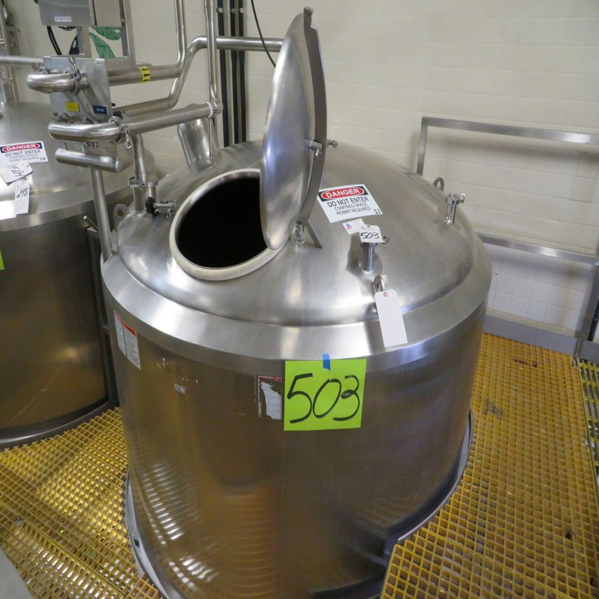 APV Approx. 1400 Gal. S.S. Insulated, 316 Storage Tank w/ Level Sensor Cone Bottom (No Piping); S/