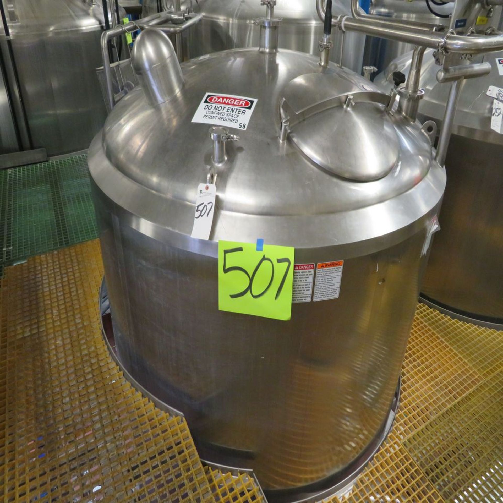 APV Approx. 1400 Gal. S.S. Insulated, 316 Storage Tank w/ Level Sensor Cone Bottom (No Piping); S/