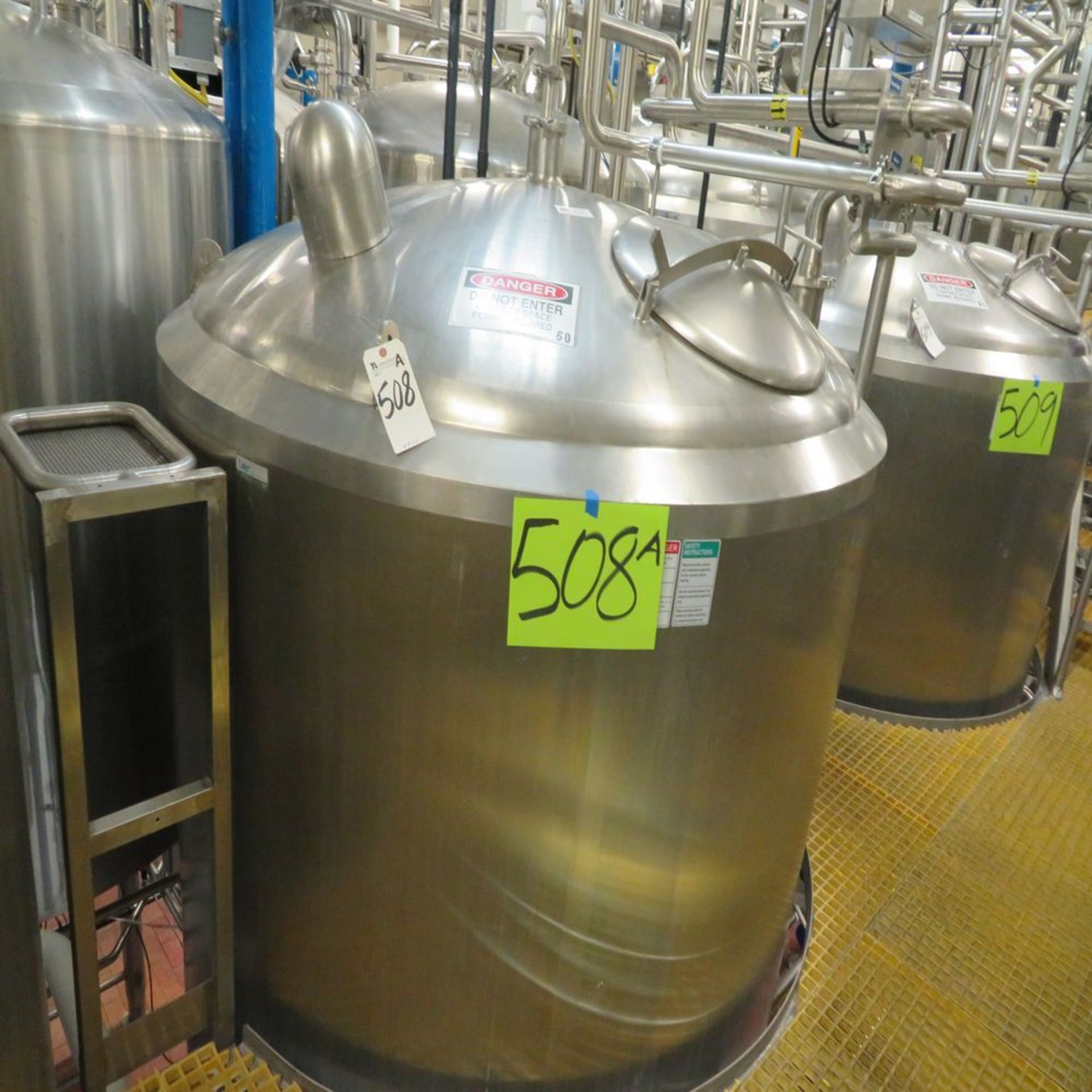 APV Approx. 1400 Gal. S.S. Insulated, 316 Storage Tank w/ Level Sensor Cone Bottom (No Piping); S/