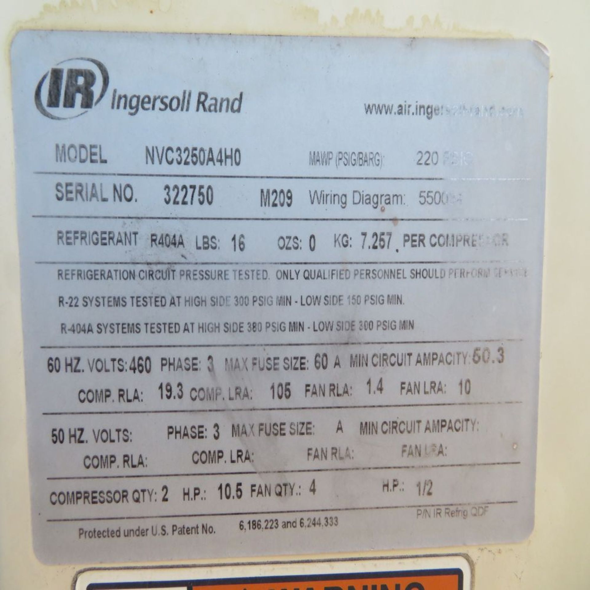 Ingersoll-Rand Air Dryer #2, Refrigerant R404A; S/N 322750 - Image 5 of 5