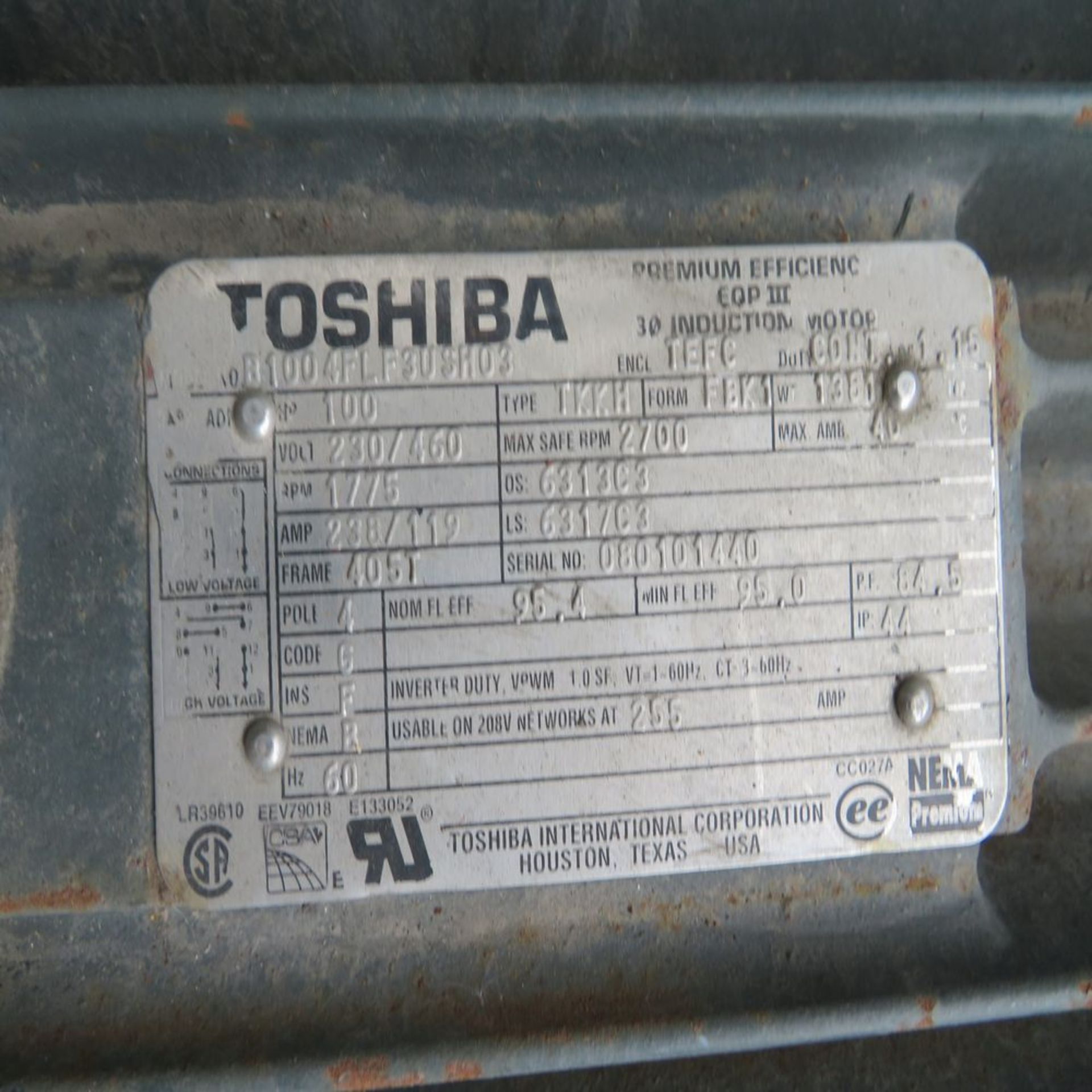 Toshiba 100hp Drive, 230/460 Volts Frame 40.5''T - Image 2 of 2