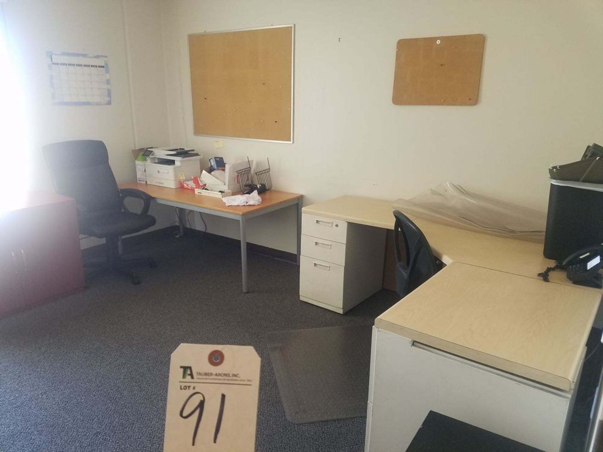 (Lot) Office Furniture, Desk, Chairs, Table File Cabinet (No Computers, Printers, Phones)