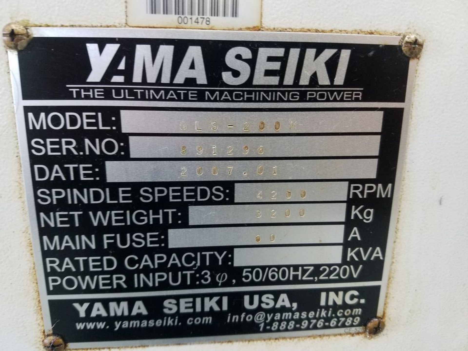 (01/2007) Yama Seiki mod. GLS-200M, CNC Turning Center w/ Fanuc Series Oi-TC CNC Controls, Chip - Image 7 of 7