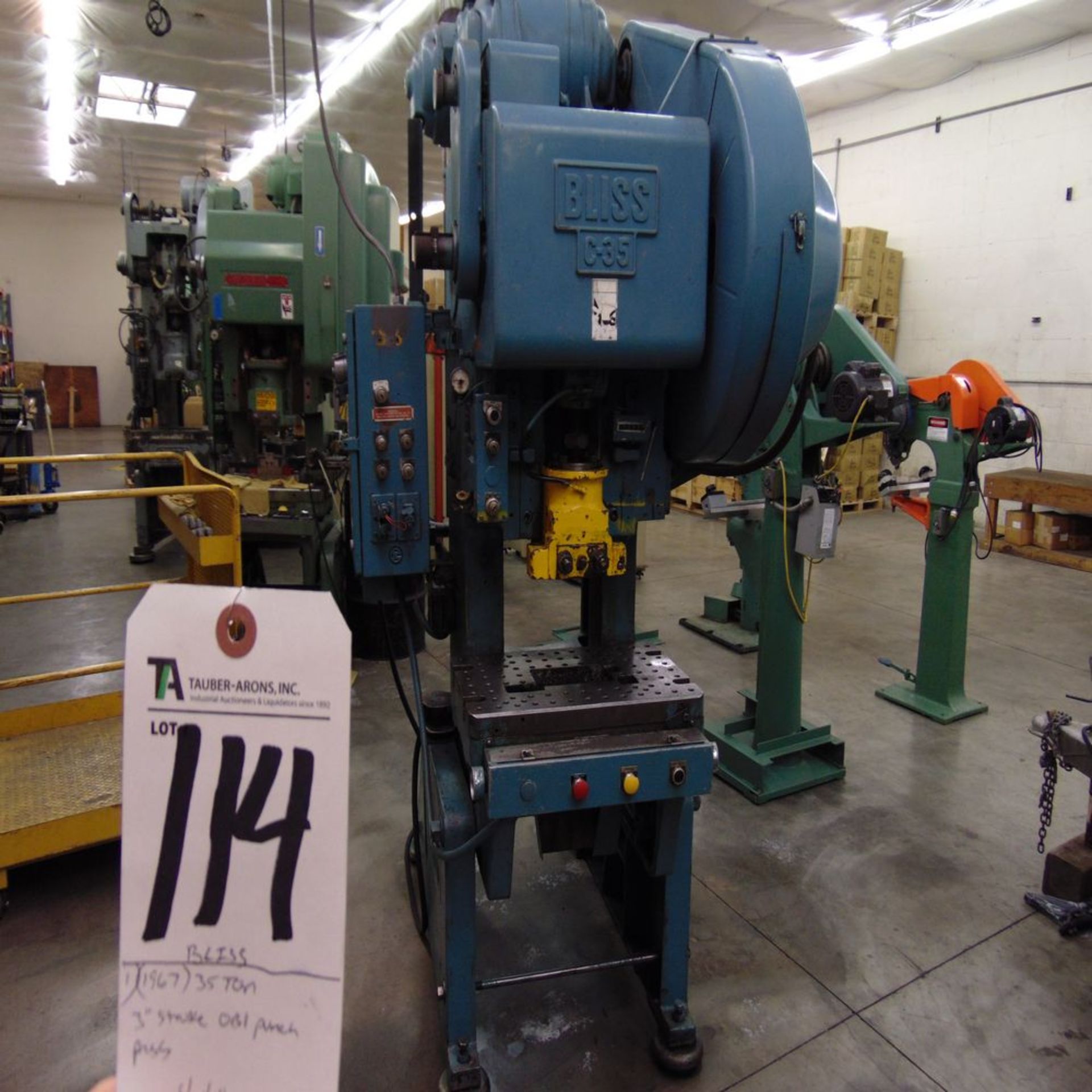 (1967) Bliss 35-Ton, 3'' Stroke, OBI Punch Press S/N H57563