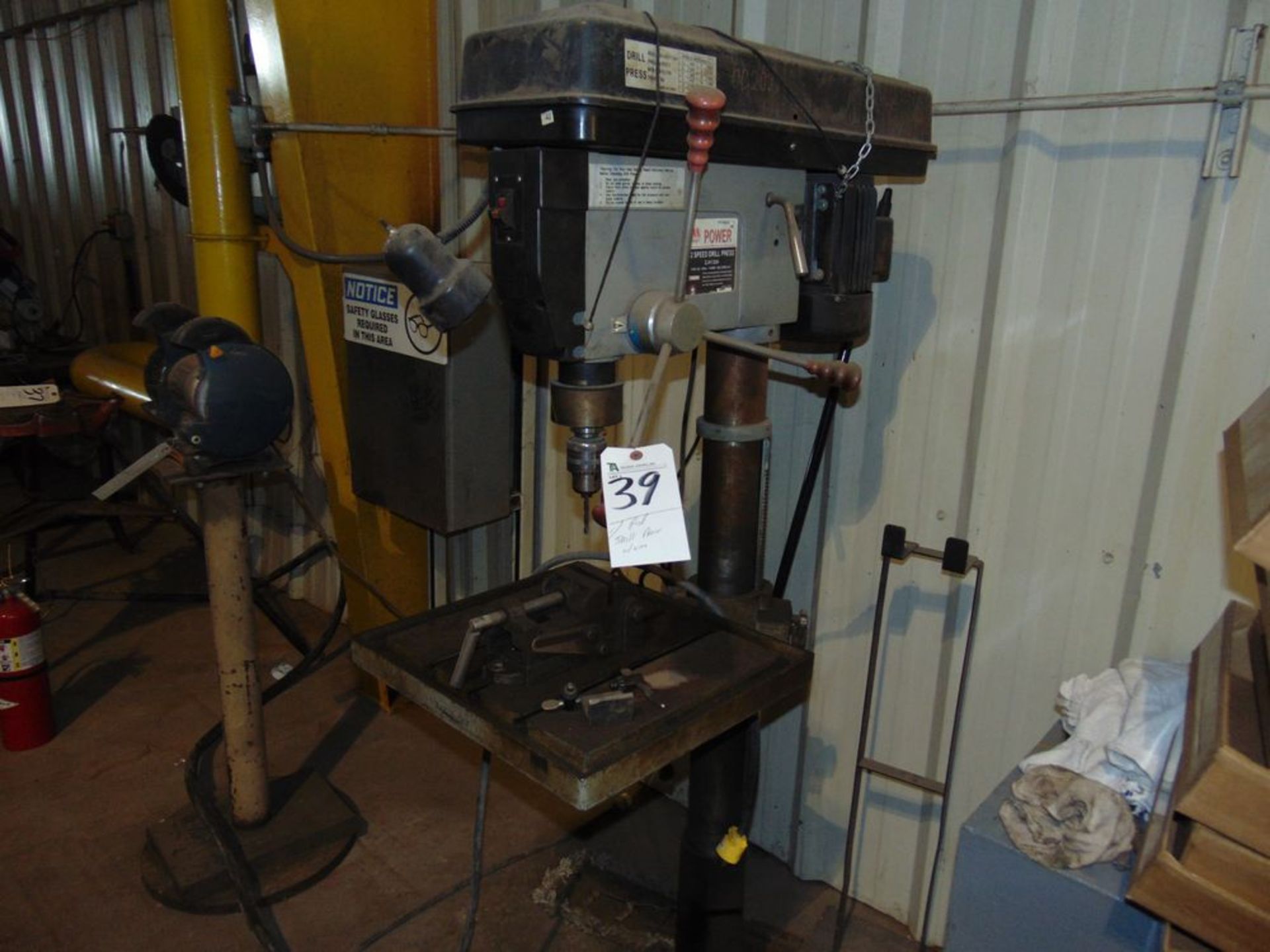 (Lot) Pedestal Drill Press w/ Vise