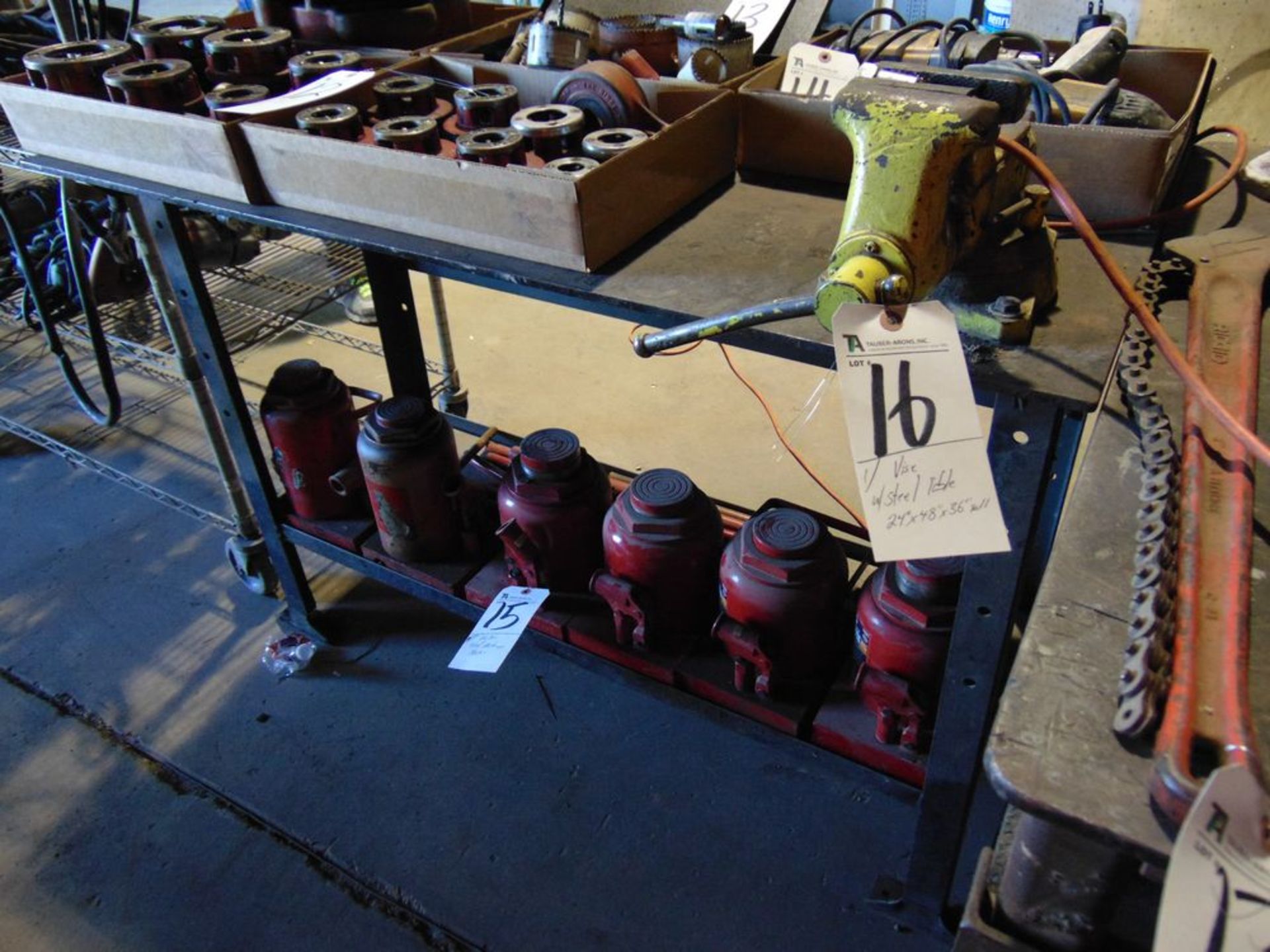 (Lot) Vise w/ Steel Table (24'' x 48'' x 36'')