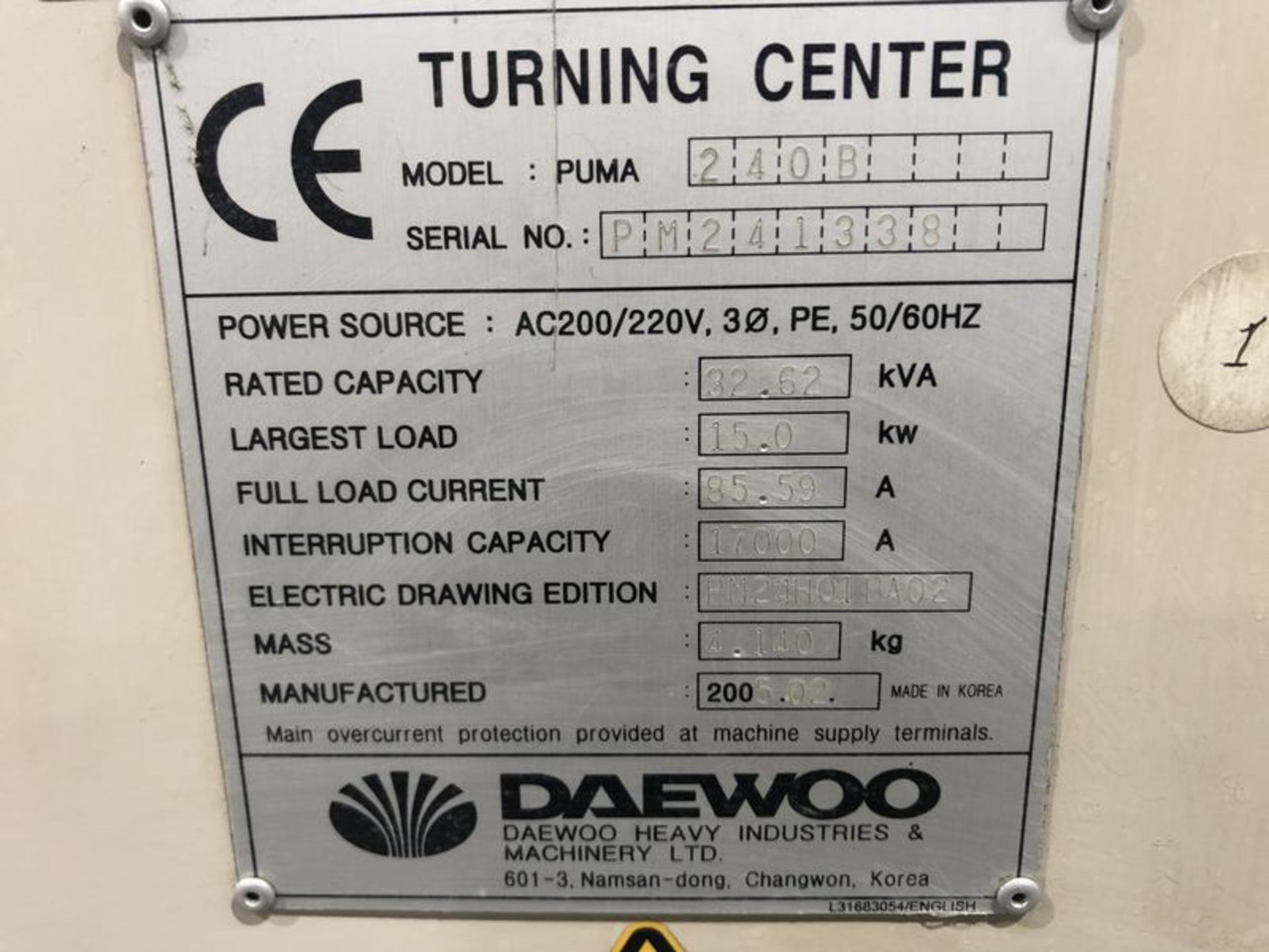 Daewoo Puma 240B CNC Turning Center - Image 10 of 10