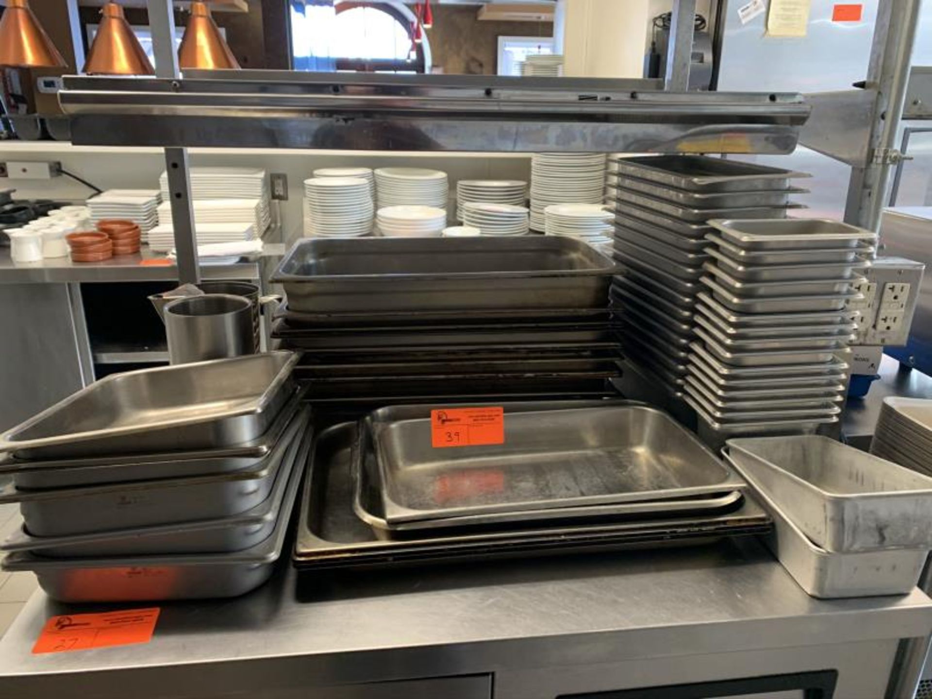 Lot of hotel pans, trays, stainless steel inserts