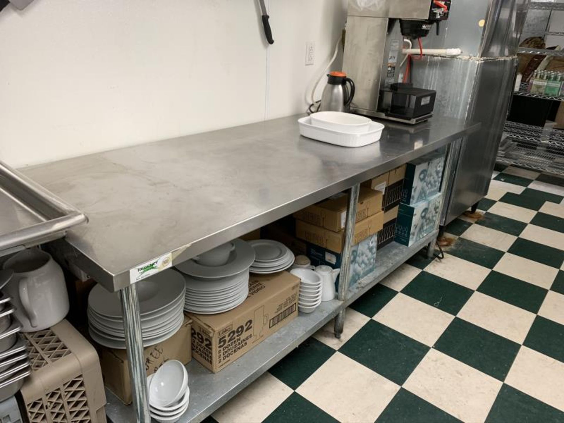 Stainless Steel prep table with lower galvanized shelf, 84"x30"