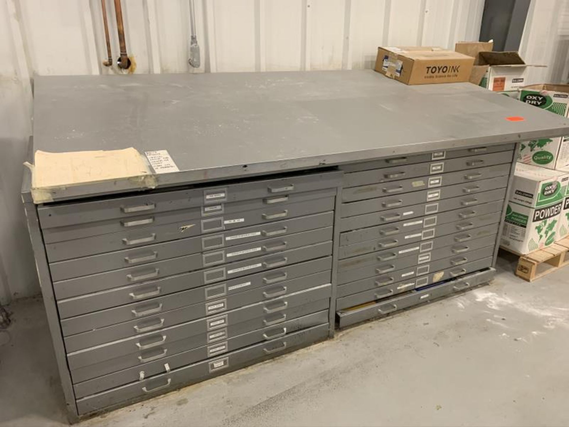 8' Table with blueprint filing cabinets - Image 2 of 2