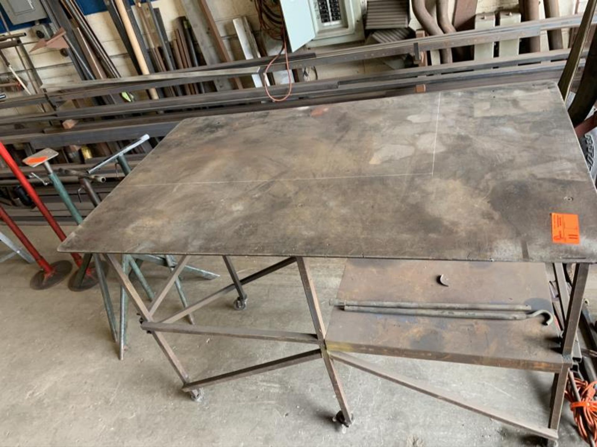 Rolling Steel Table: 5'long x 3'wide x 9"tall - Image 2 of 3